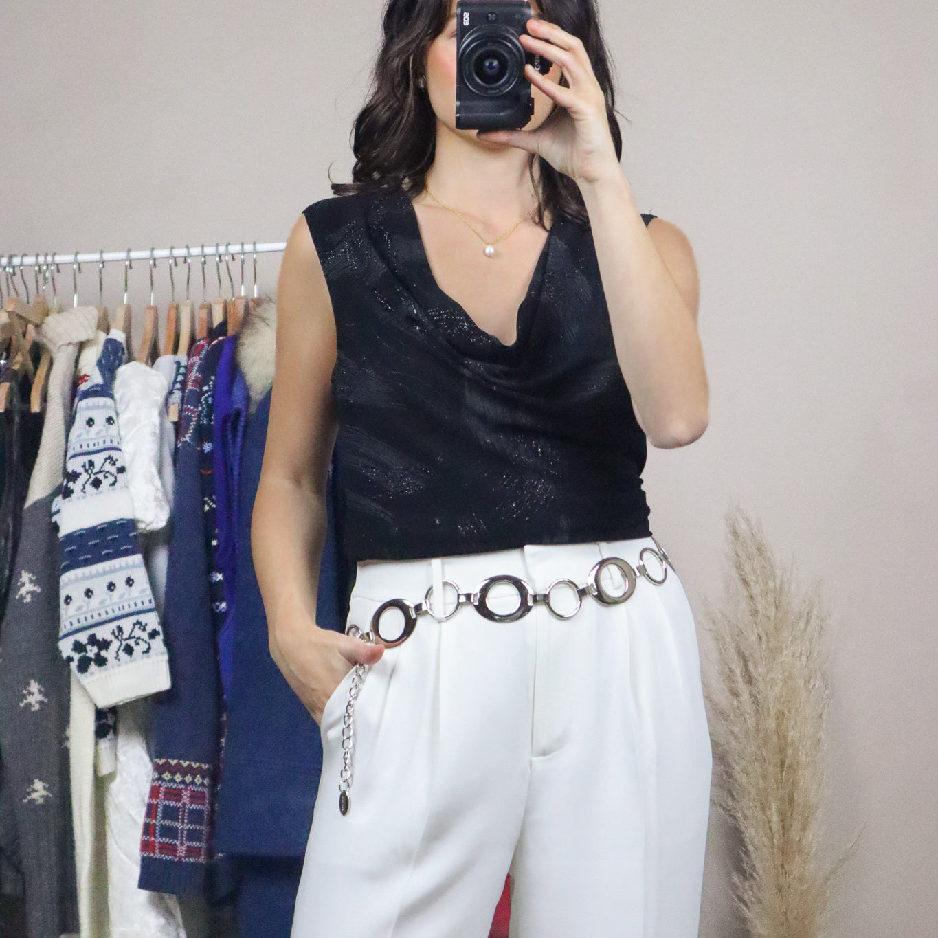 Vintage x Shimmer Cowl Neck (L/XL)
