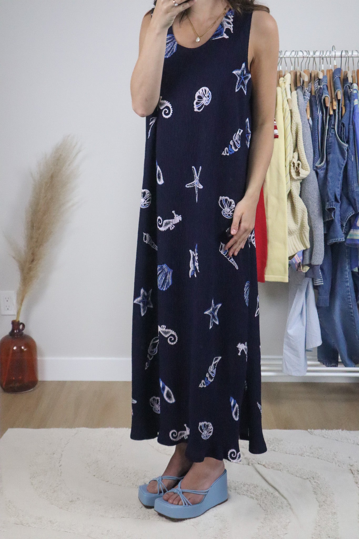 Made in the USA x Crinkle Shell Maxi Dress (L/XL)