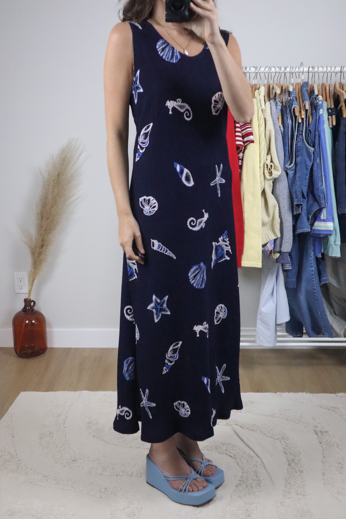 Made in the USA x Crinkle Shell Maxi Dress (L/XL)