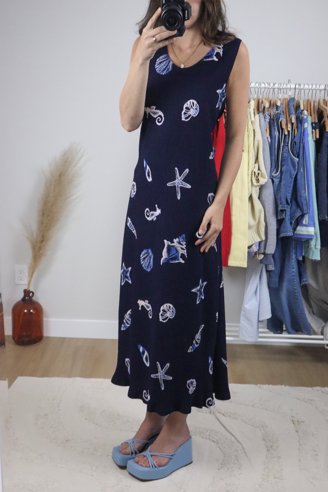 Made in the USA x Crinkle Shell Maxi Dress (L/XL)