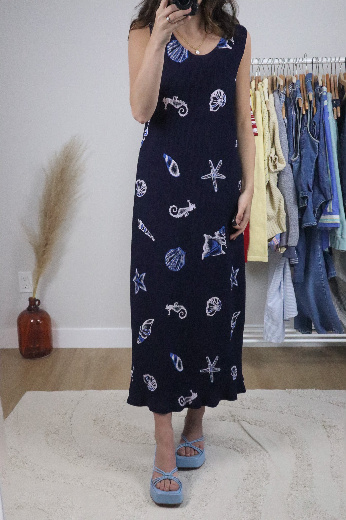 Made in the USA x Crinkle Shell Maxi Dress (L/XL)