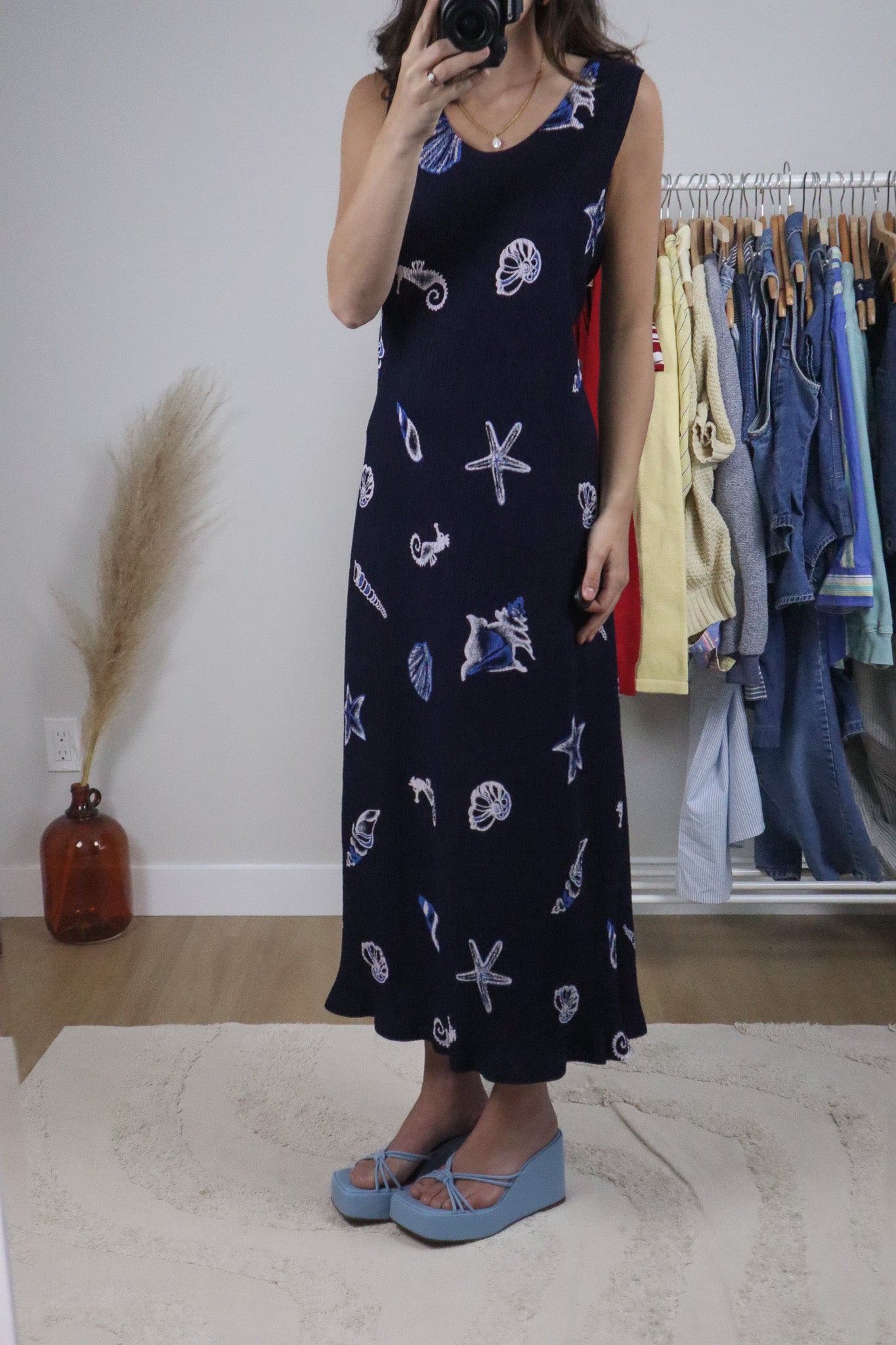 Made in the USA x Crinkle Shell Maxi Dress (L/XL)