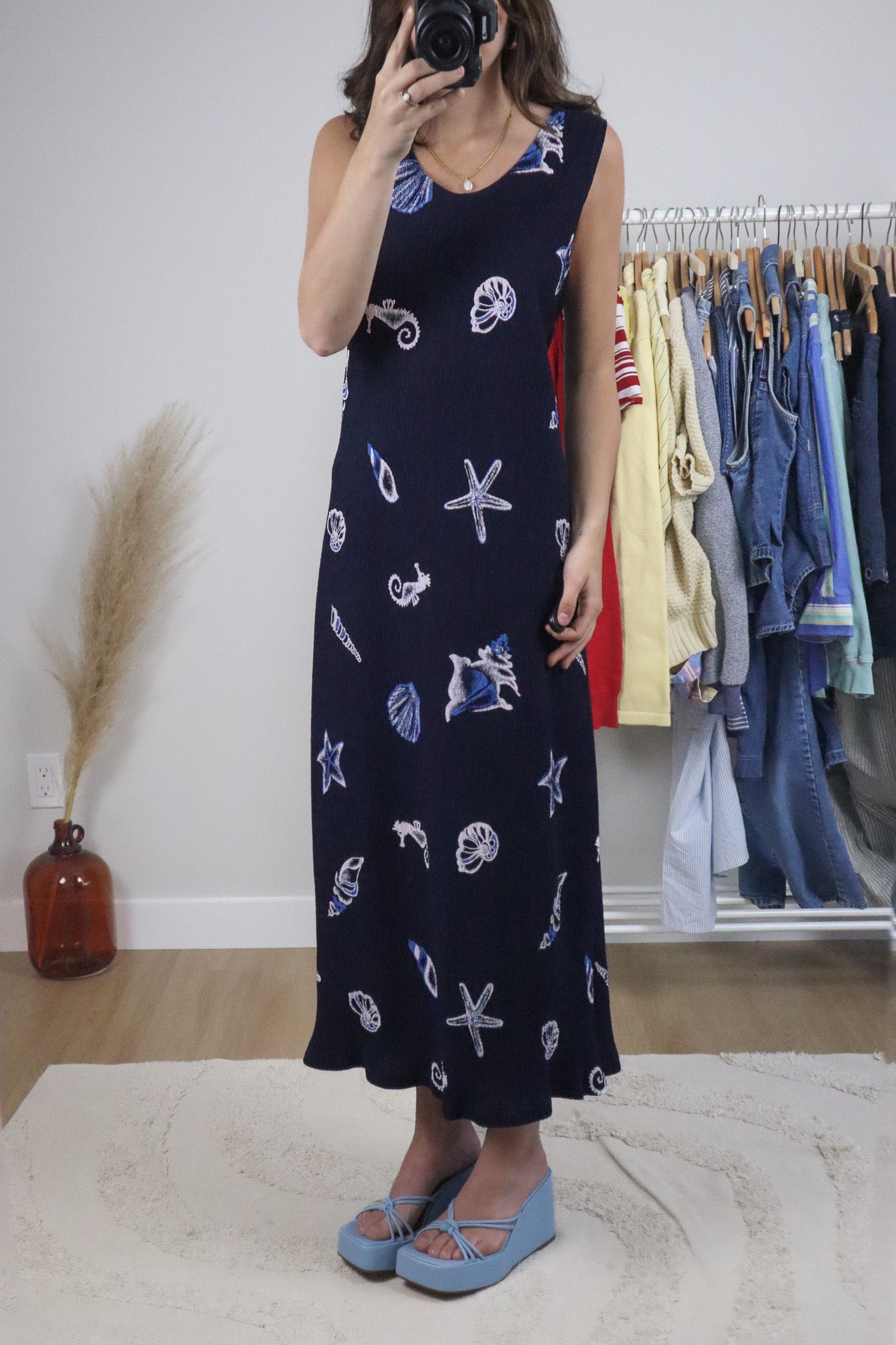 Made in the USA x Crinkle Shell Maxi Dress (L/XL)