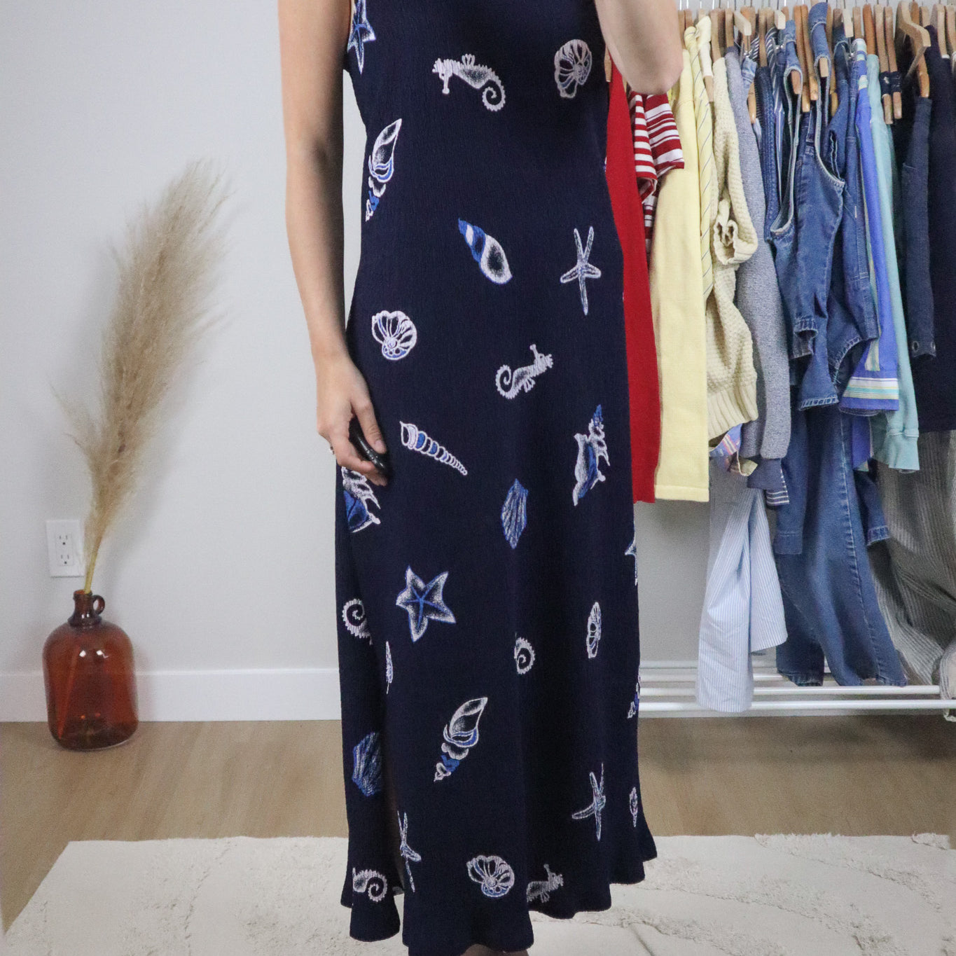 Made in the USA x Crinkle Shell Maxi Dress (L/XL)