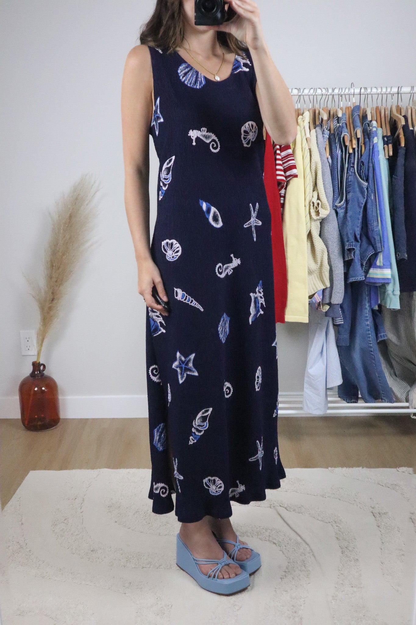 Made in the USA x Crinkle Shell Maxi Dress (L/XL)