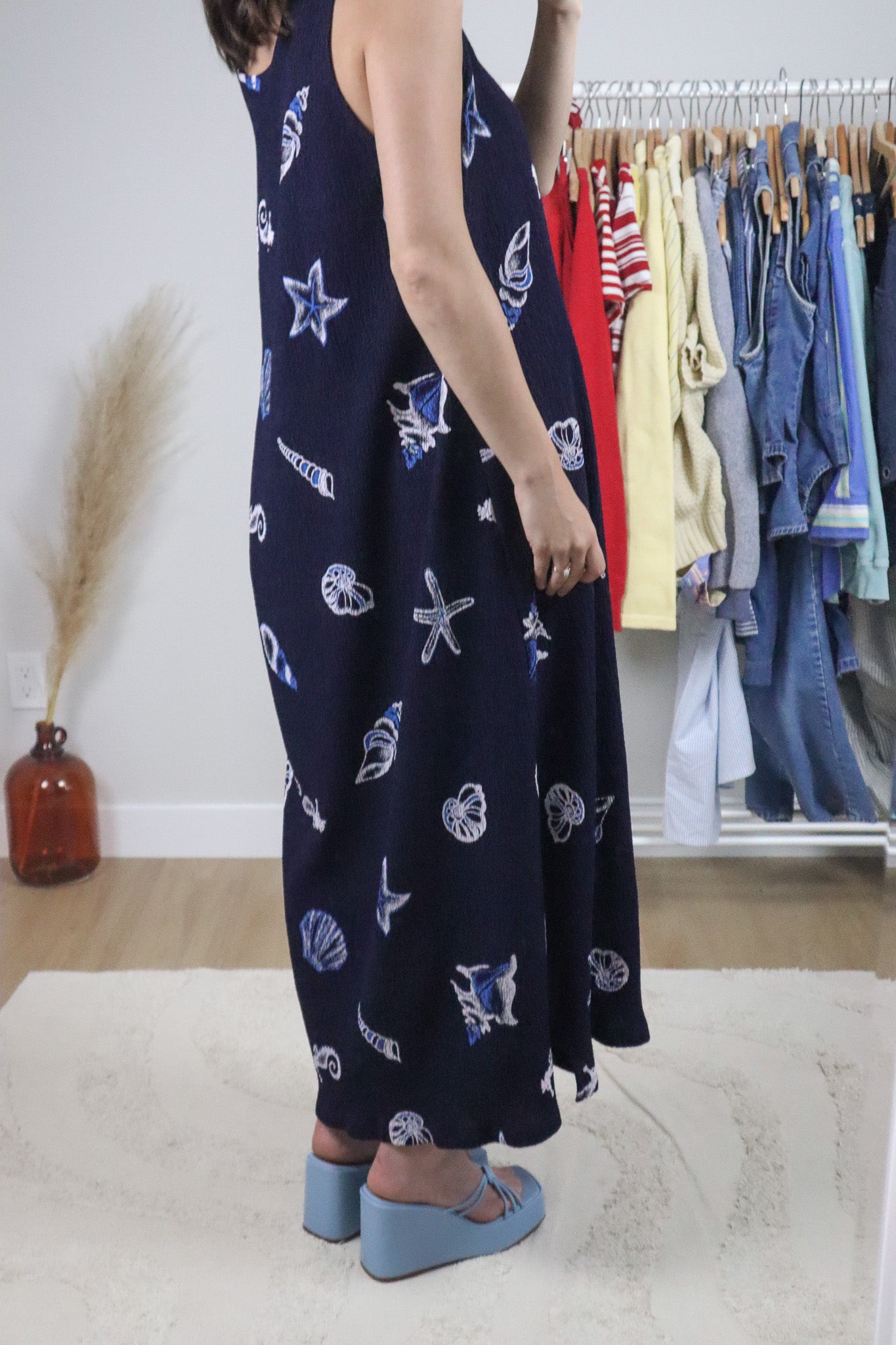 Made in the USA x Crinkle Shell Maxi Dress (L/XL)