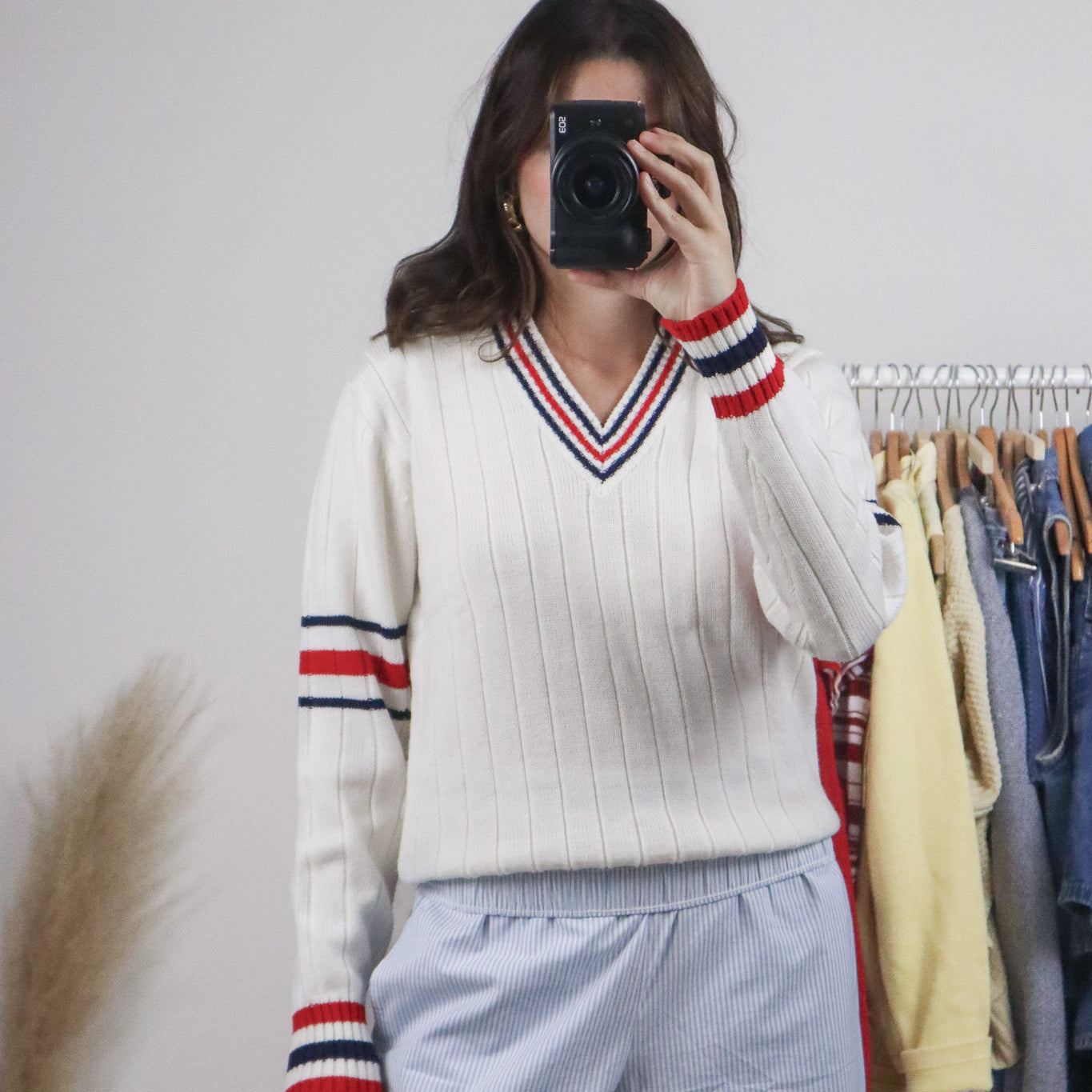 Vintage x Striped V-Neck Sweater (S/M)