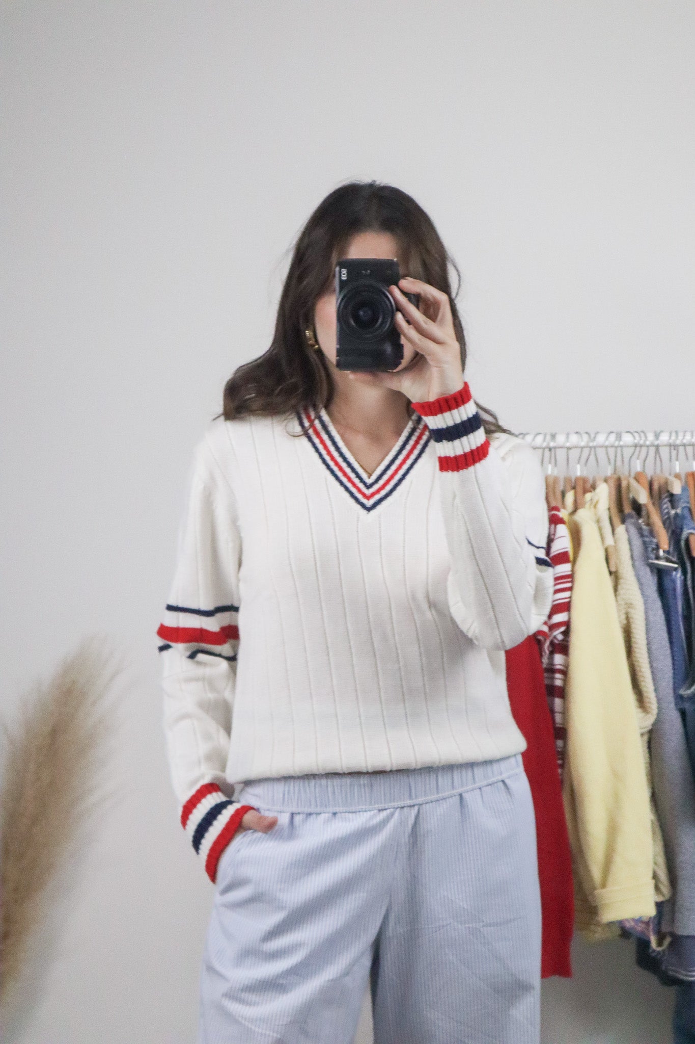 Vintage x Striped V-Neck Sweater (S/M)