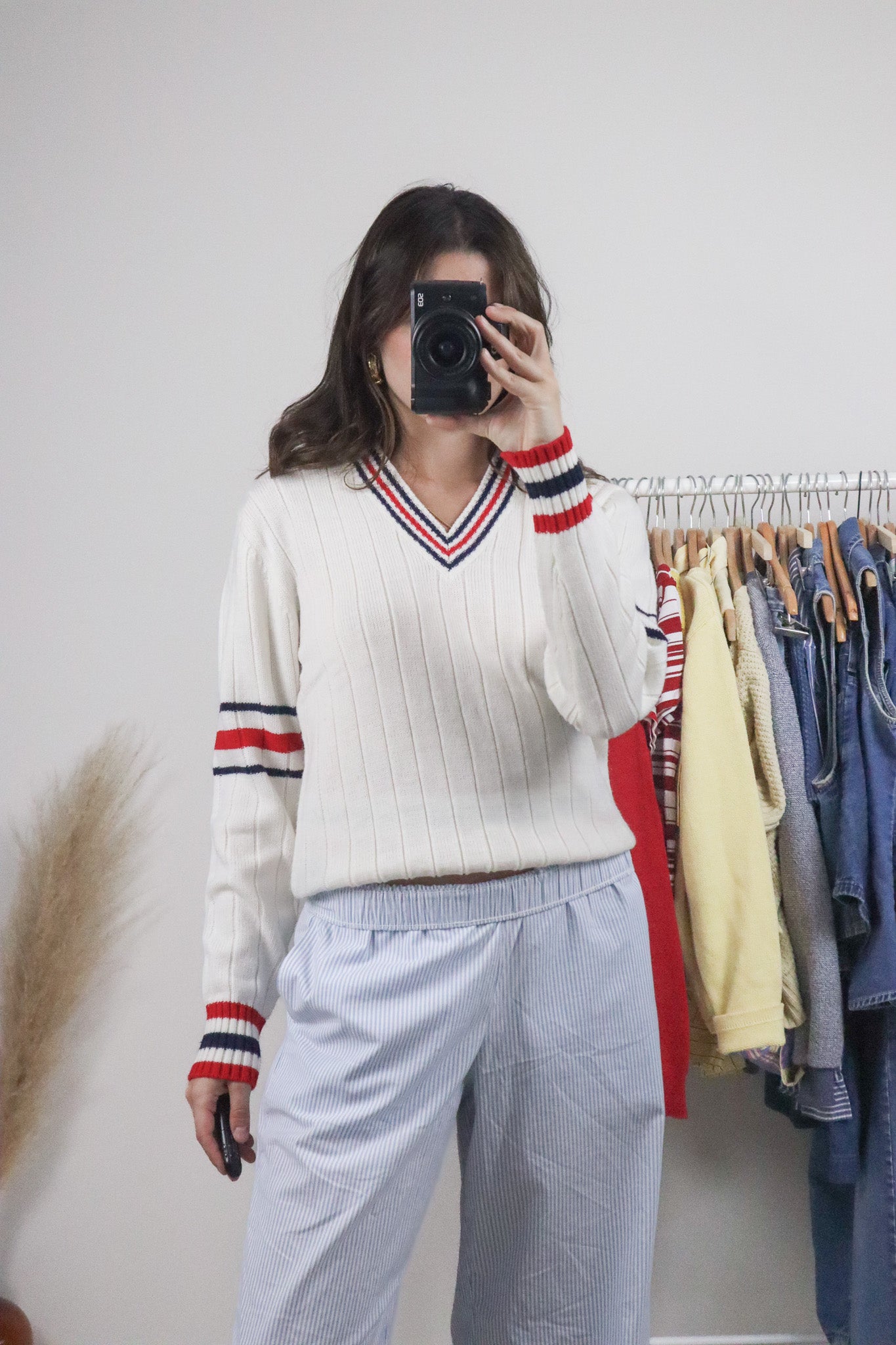 Vintage x Striped V-Neck Sweater (S/M)