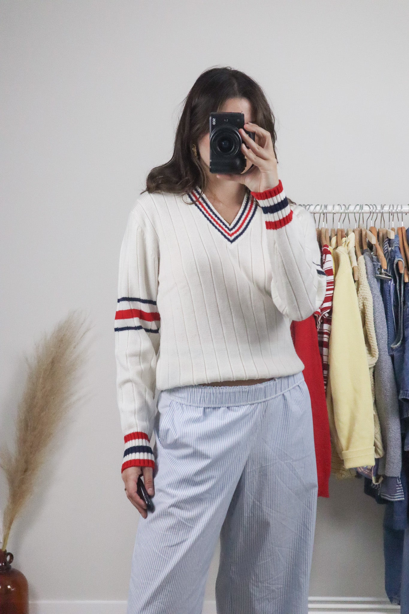 Vintage x Striped V-Neck Sweater (S/M)
