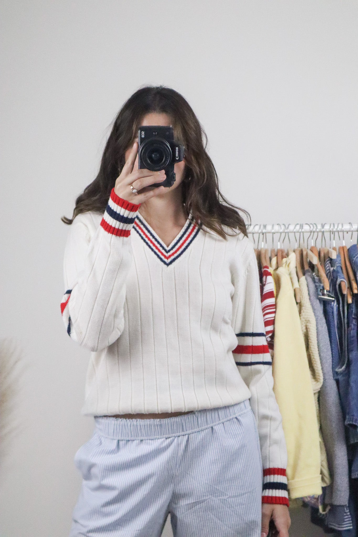 Vintage x Striped V-Neck Sweater (S/M)