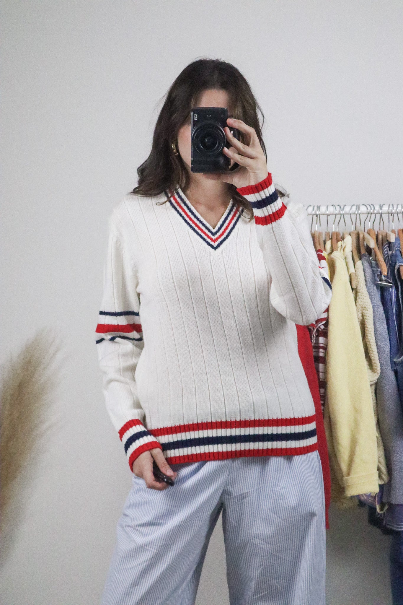Vintage x Striped V-Neck Sweater (S/M)