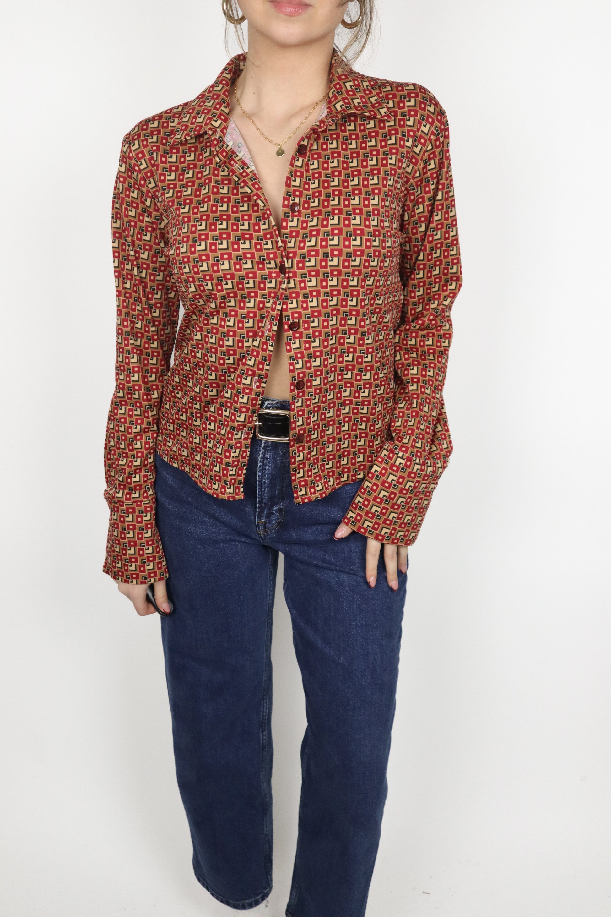 Made in Canada x Vintage x Geometric Button Up (S)