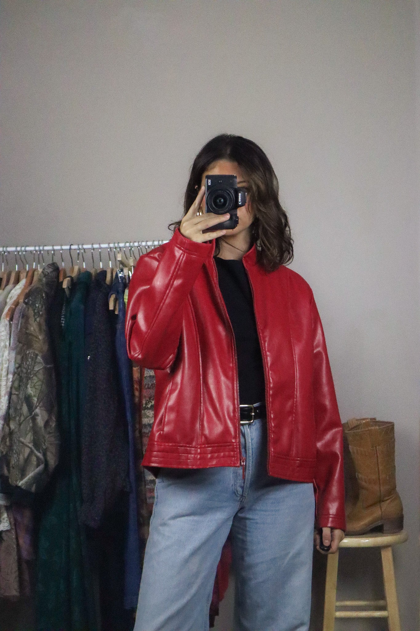 Made in Canada x Vintage x Faux Leather Red Jacket (S/M)