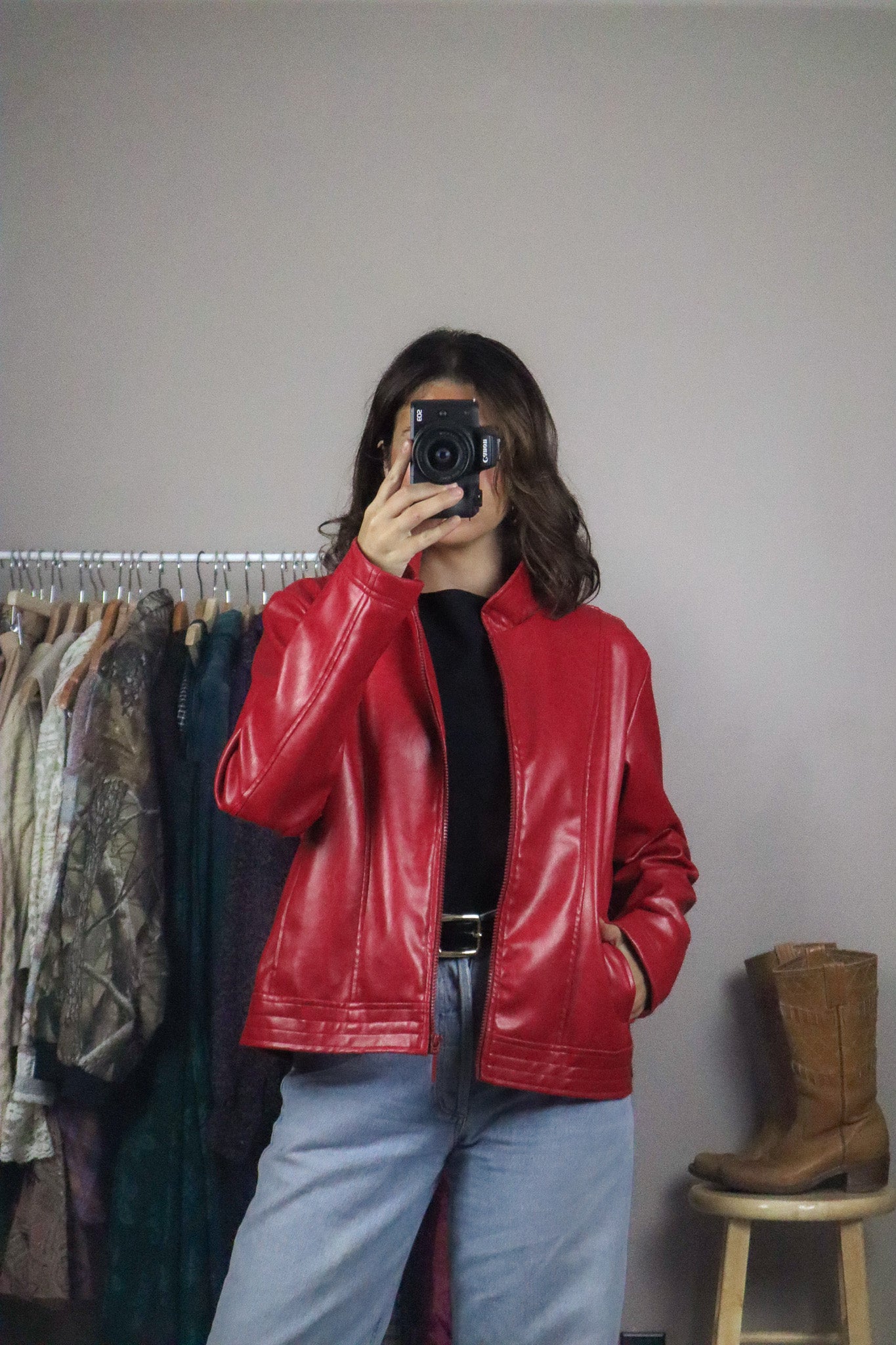 Made in Canada x Vintage x Faux Leather Red Jacket (S/M)