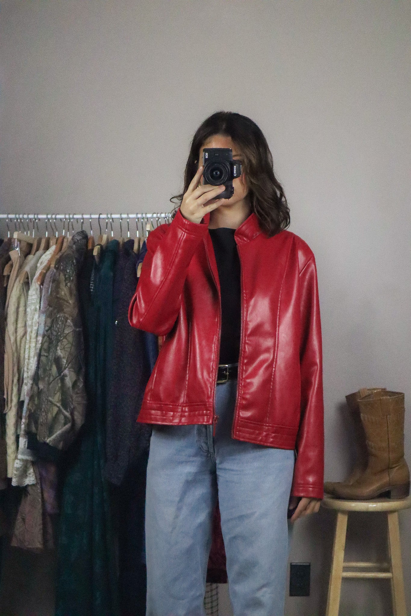 Made in Canada x Vintage x Faux Leather Red Jacket (S/M)