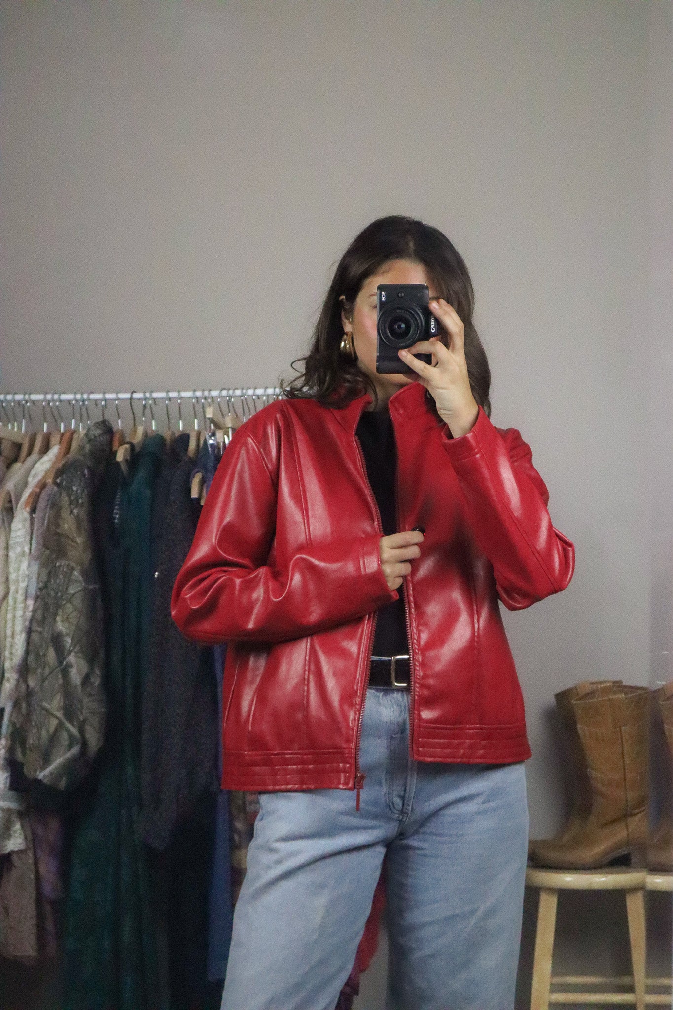 Made in Canada x Vintage x Faux Leather Red Jacket (S/M)