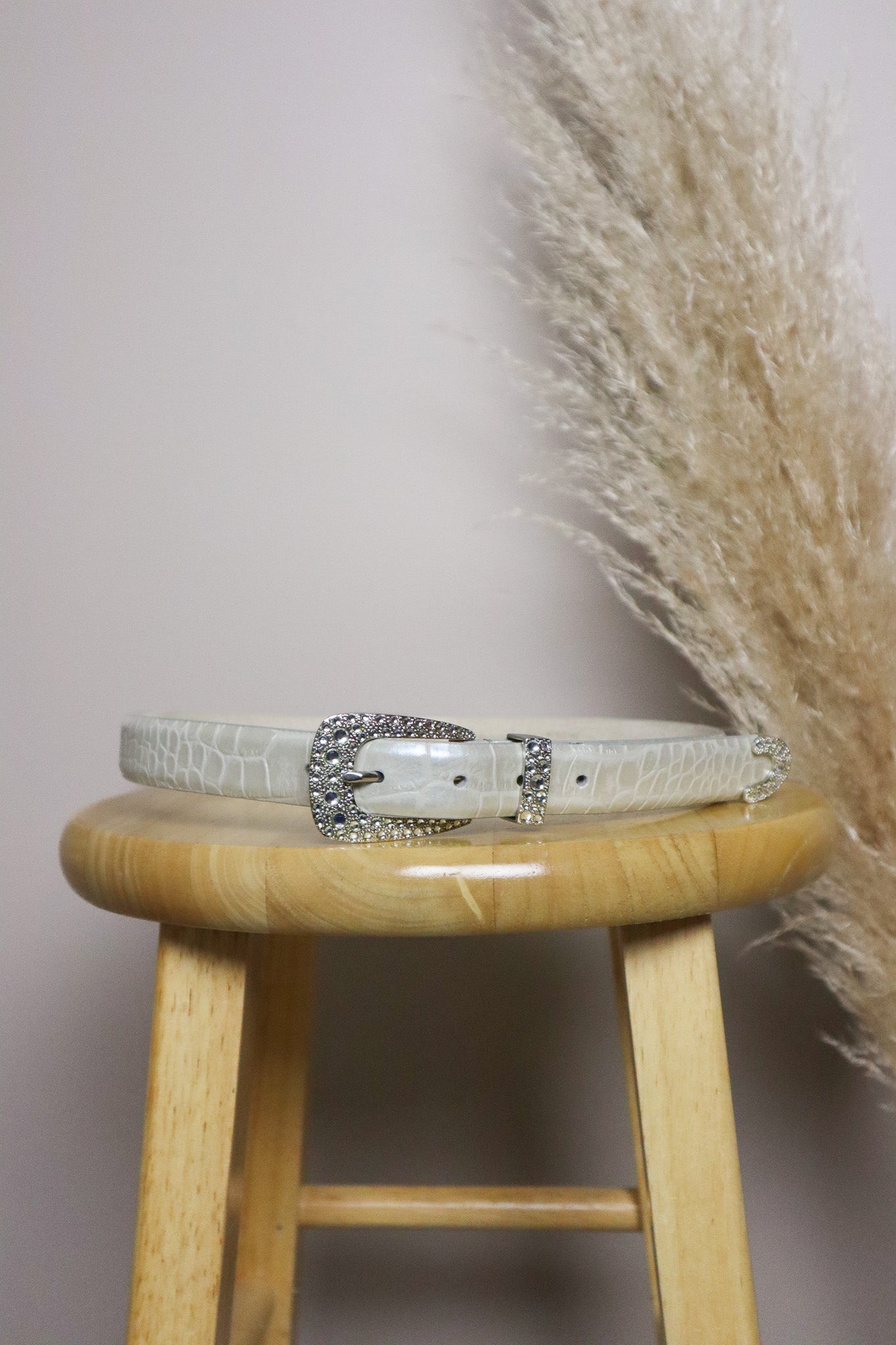 Vintage x Leather Rhinestone Belt (XS/S)