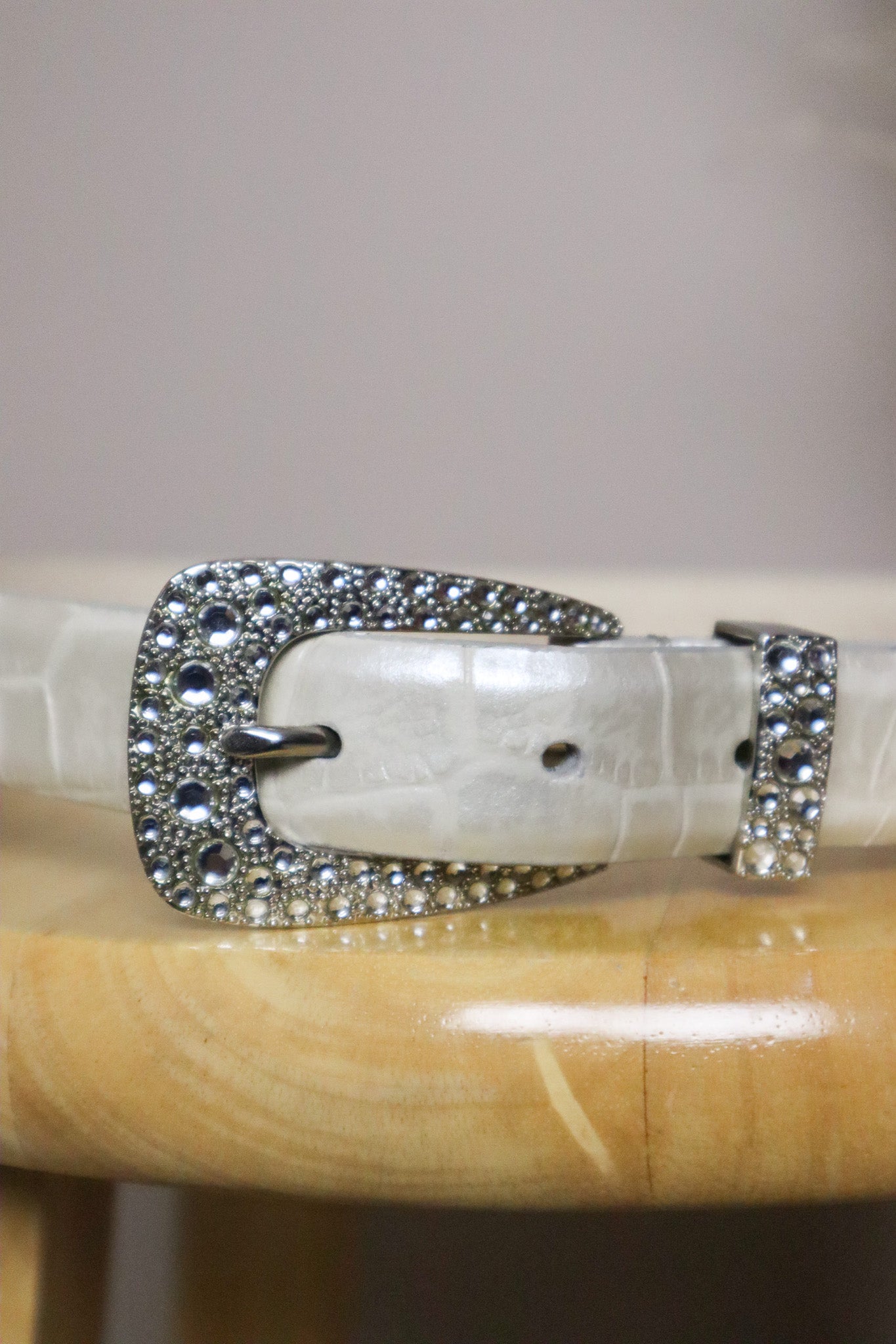 Vintage x Leather Rhinestone Belt (XS/S)