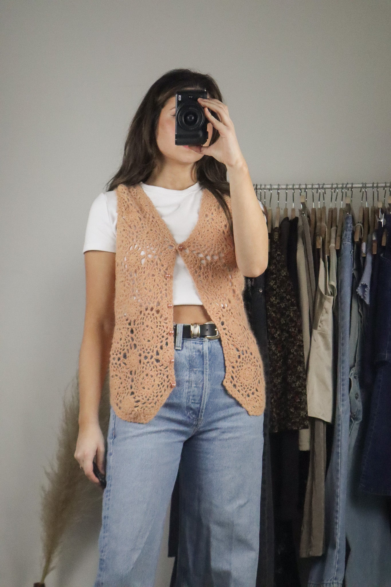 Vintage x Silk & Wool Crochet Vest (S)