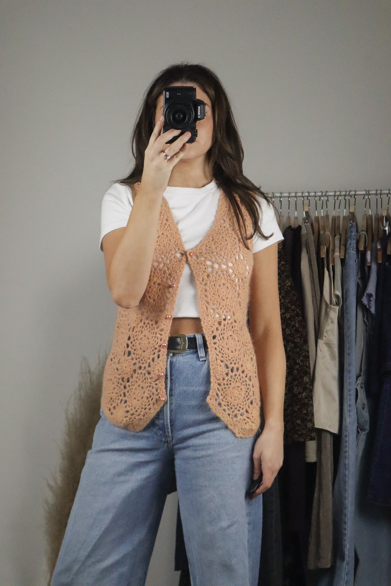 Vintage x Silk & Wool Crochet Vest (S)