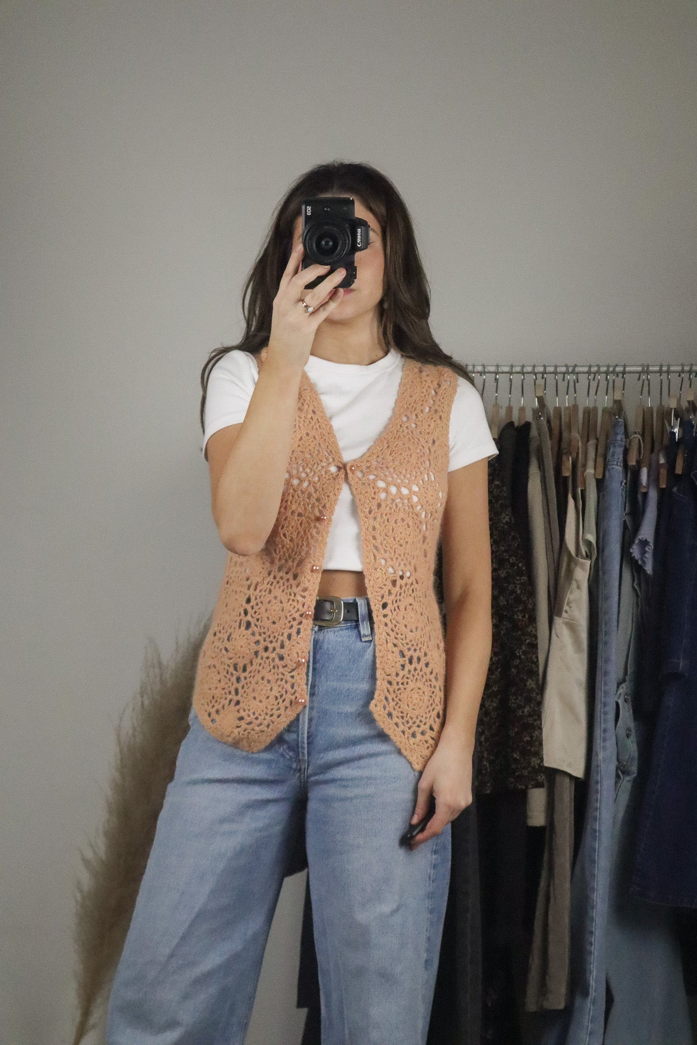 Vintage x Silk & Wool Crochet Vest (S)