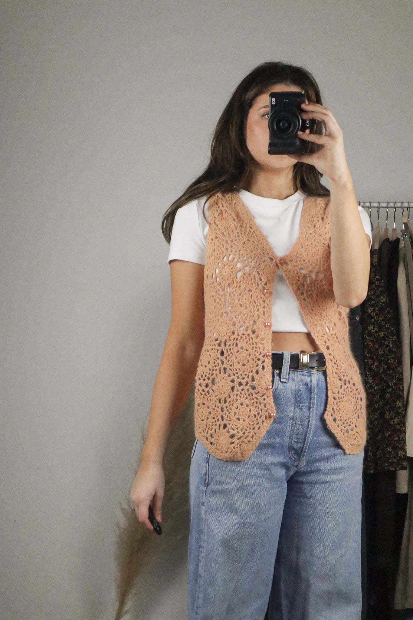 Vintage x Silk & Wool Crochet Vest (S)