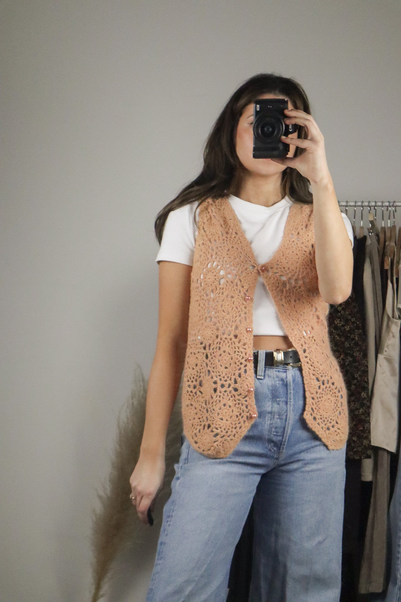 Vintage x Silk & Wool Crochet Vest (S)