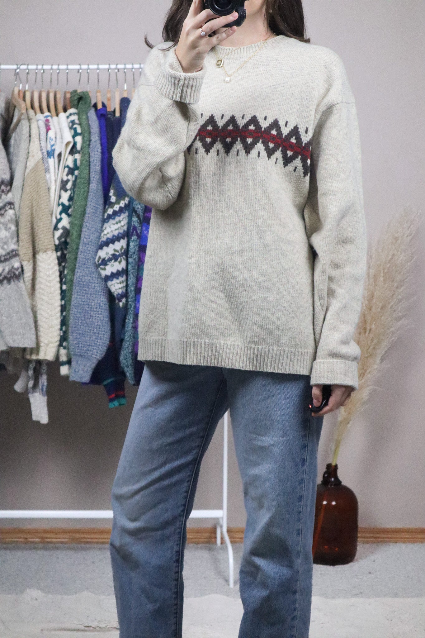 Vintage x Wool Patterend Knit (L)