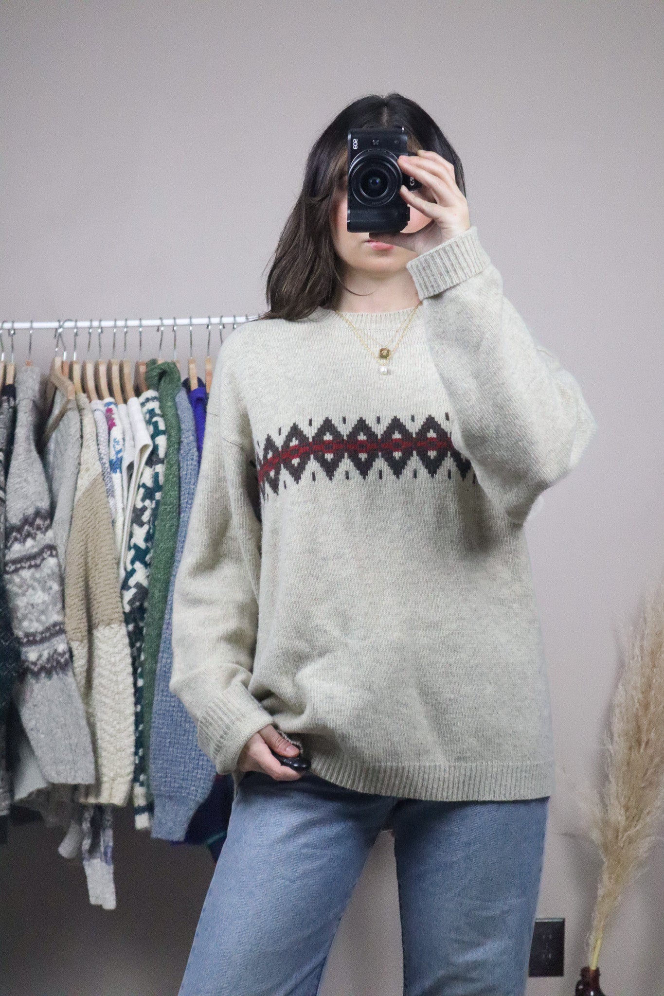 Vintage x Wool Patterend Knit (L)