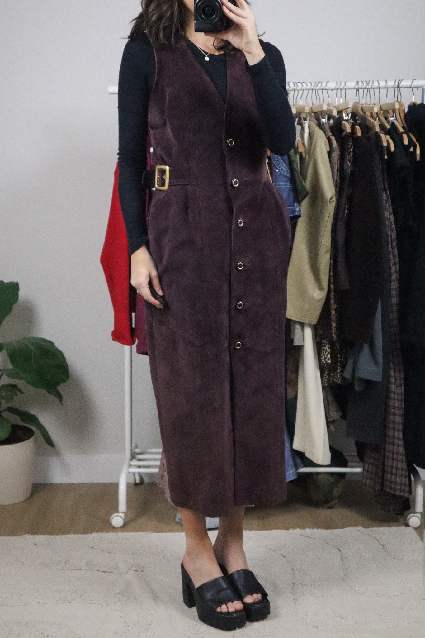 Made in Canada x Vintage x Danier Suede Button Maxi Dress (M)