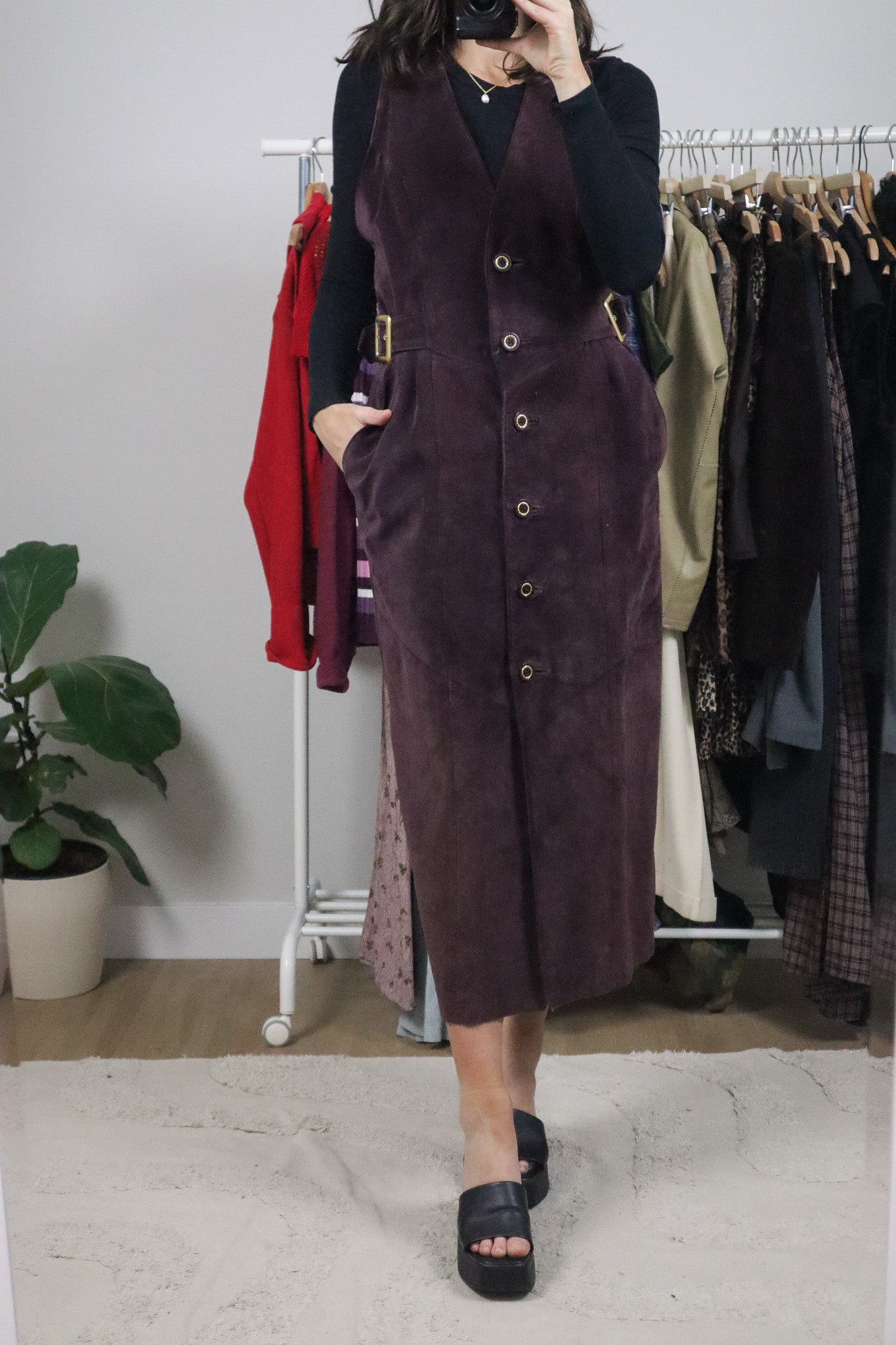 Made in Canada x Vintage x Danier Suede Button Maxi Dress (M)