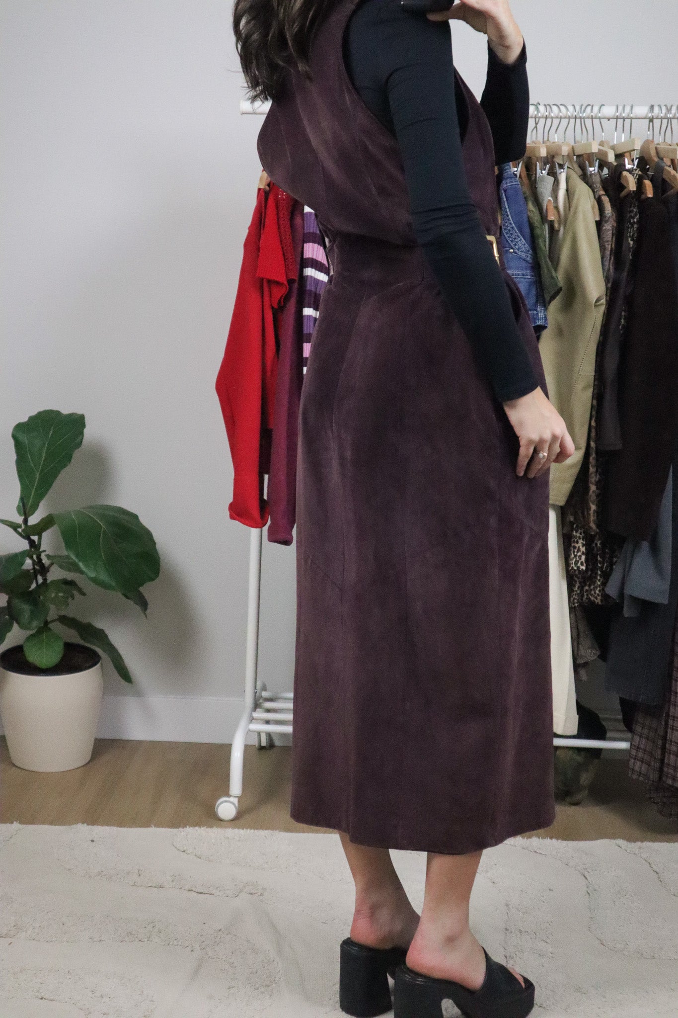 Made in Canada x Vintage x Danier Suede Button Maxi Dress (M)