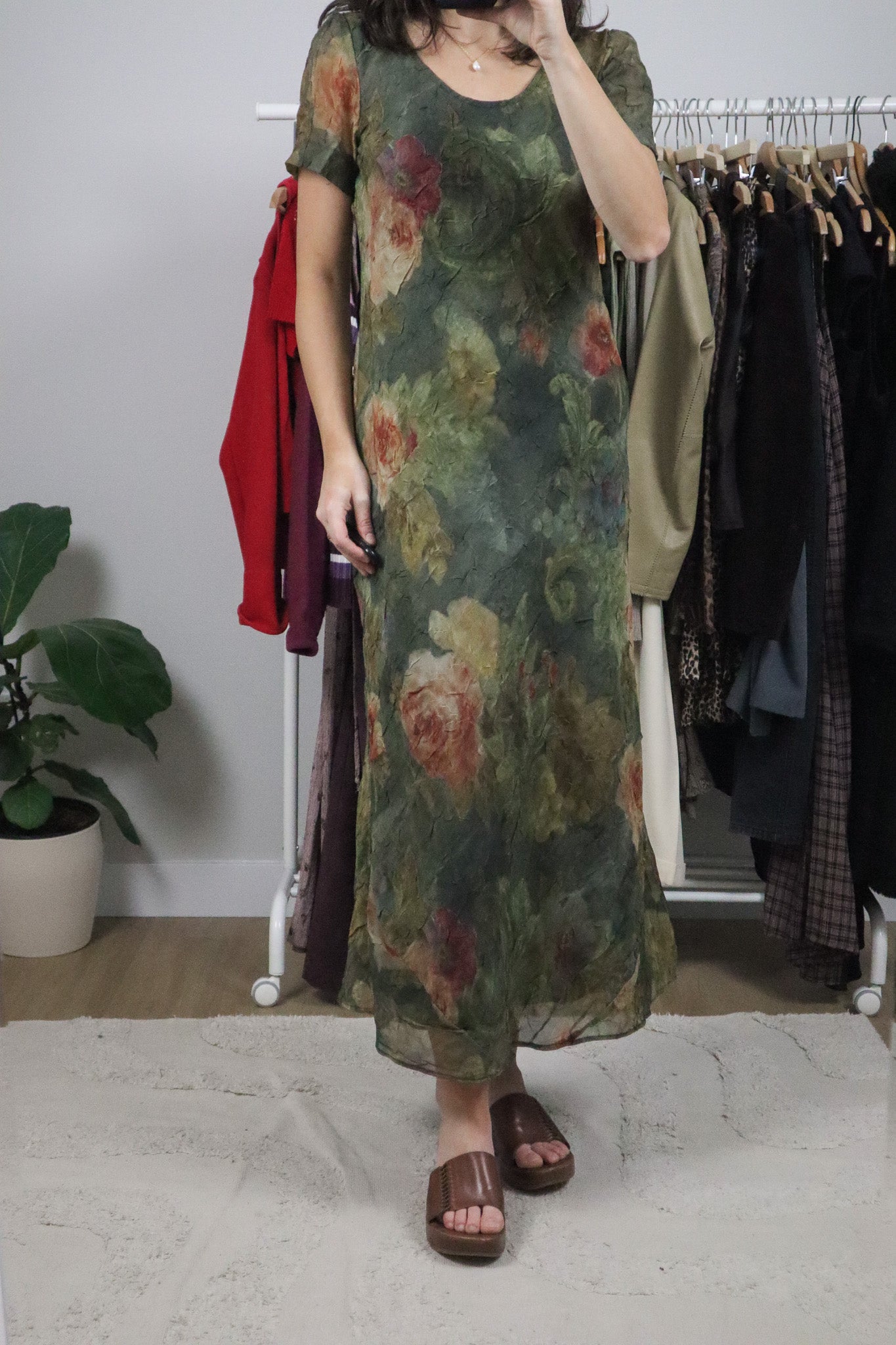 Made in USA x Vintage x Floral Crinkle Maxi Dress (6/8)