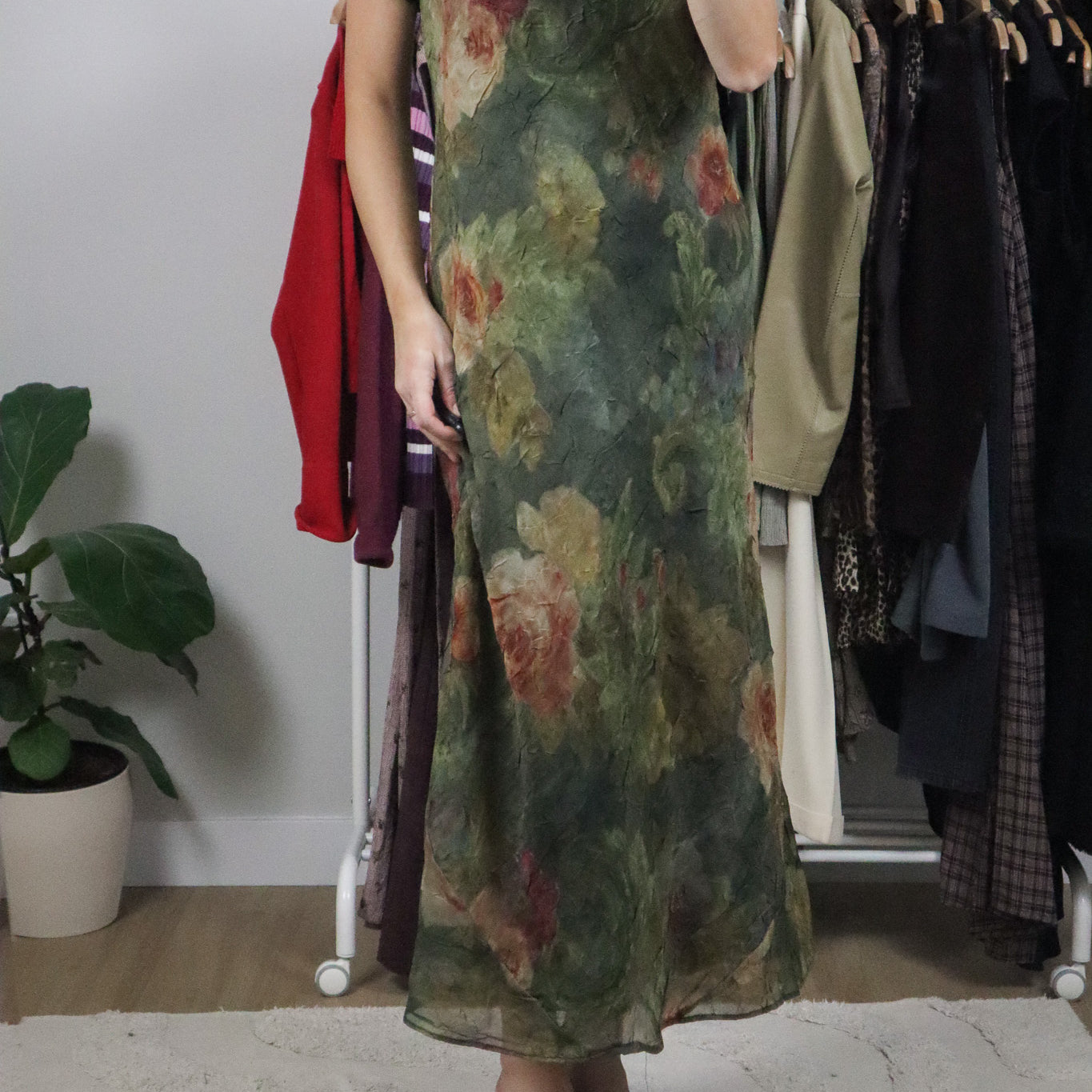 Made in USA x Vintage x Floral Crinkle Maxi Dress (6/8)