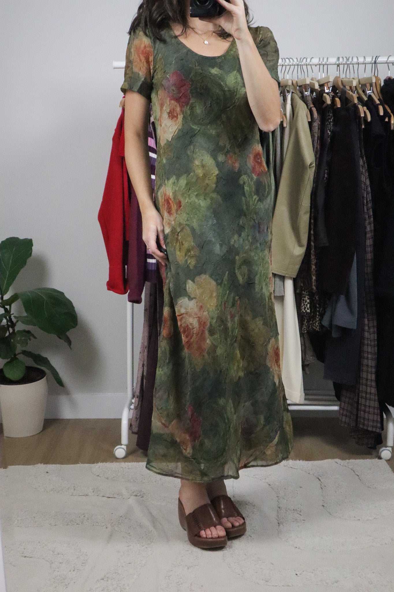 Made in USA x Vintage x Floral Crinkle Maxi Dress (6/8)