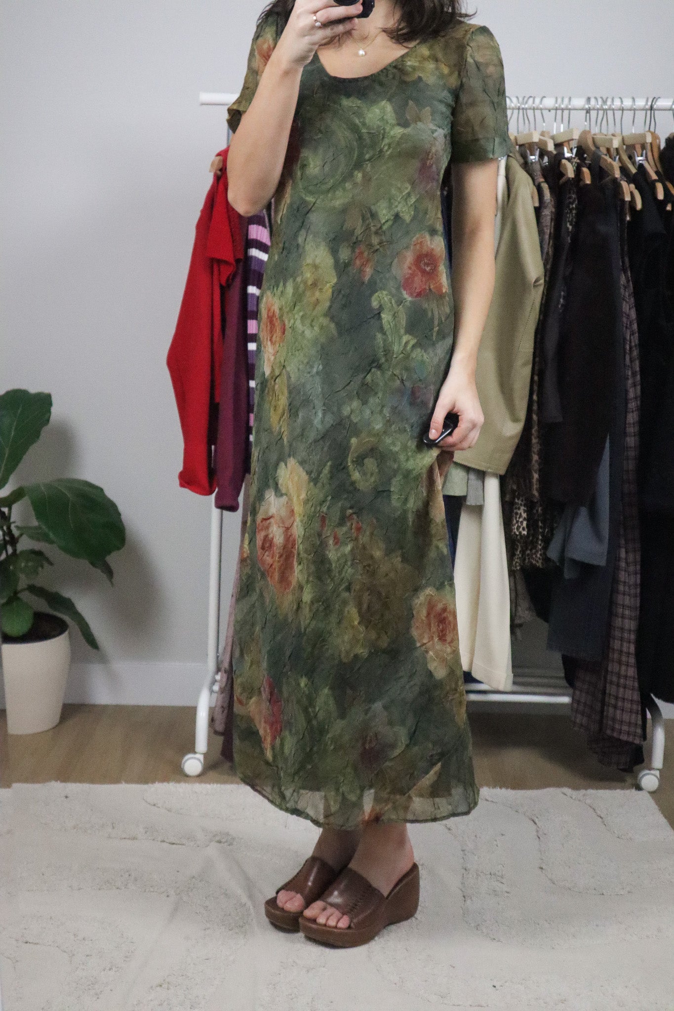 Made in USA x Vintage x Floral Crinkle Maxi Dress (6/8)