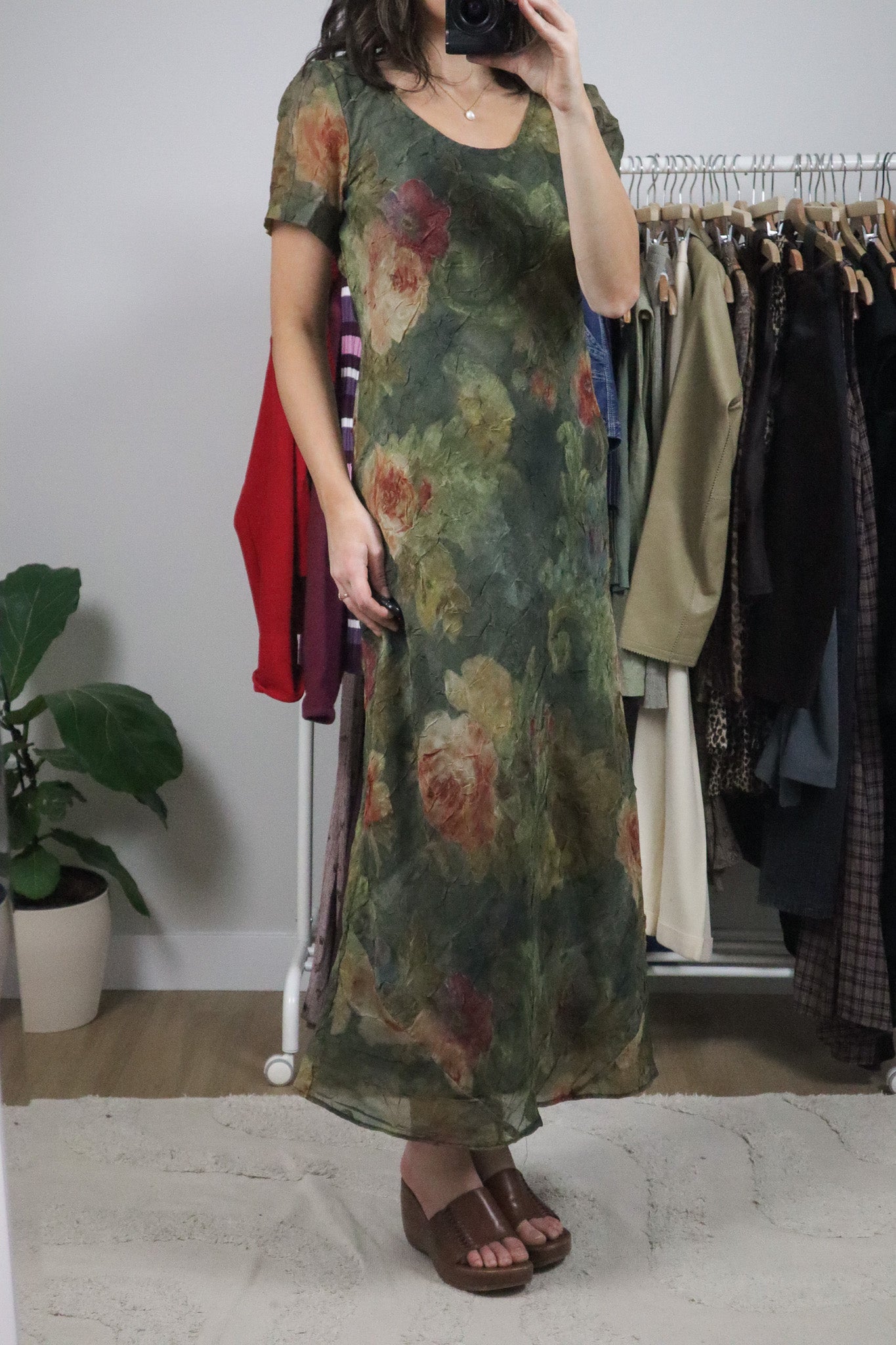 Made in USA x Vintage x Floral Crinkle Maxi Dress (6/8)