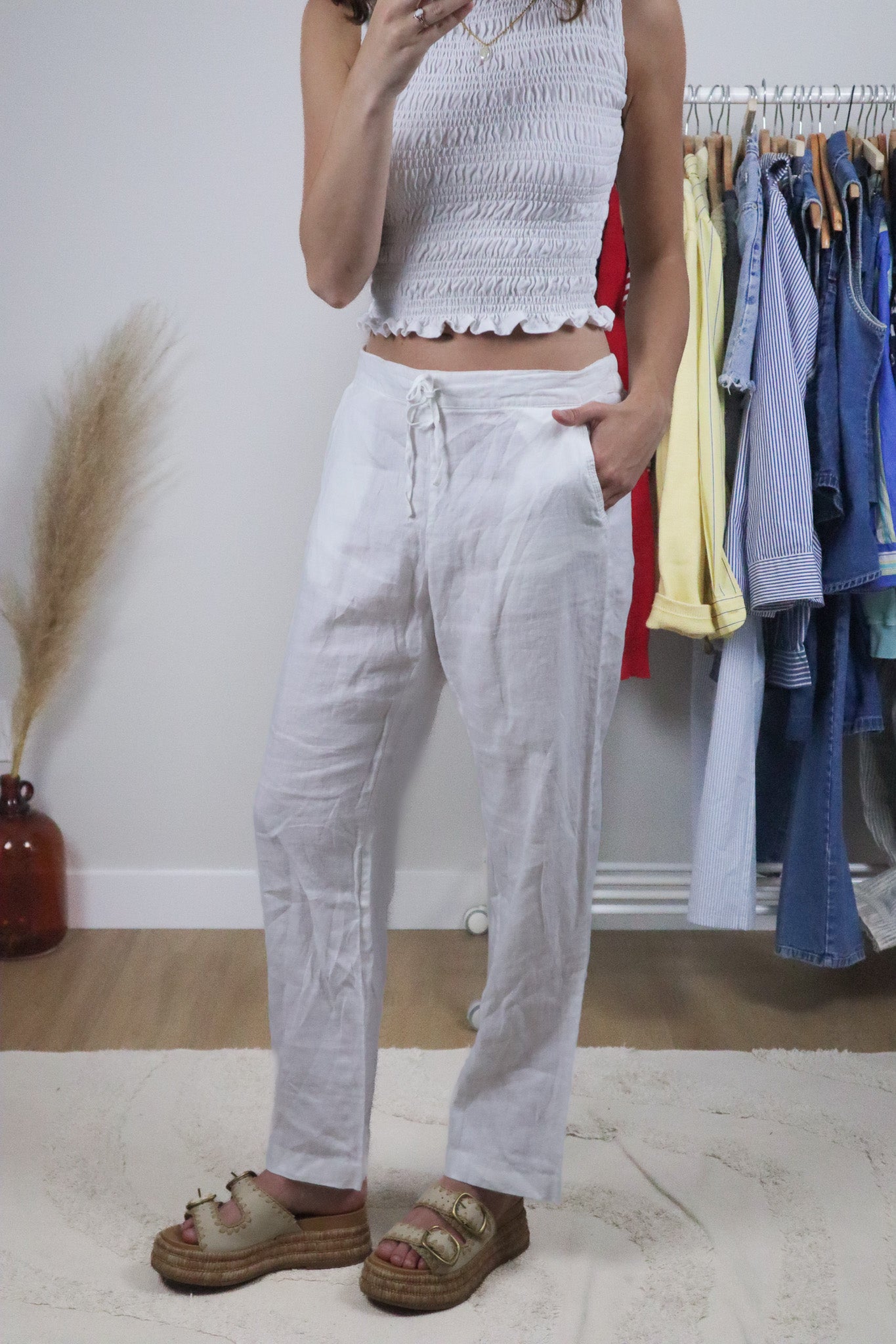 Vintage x Midrise Linen Pants (M)
