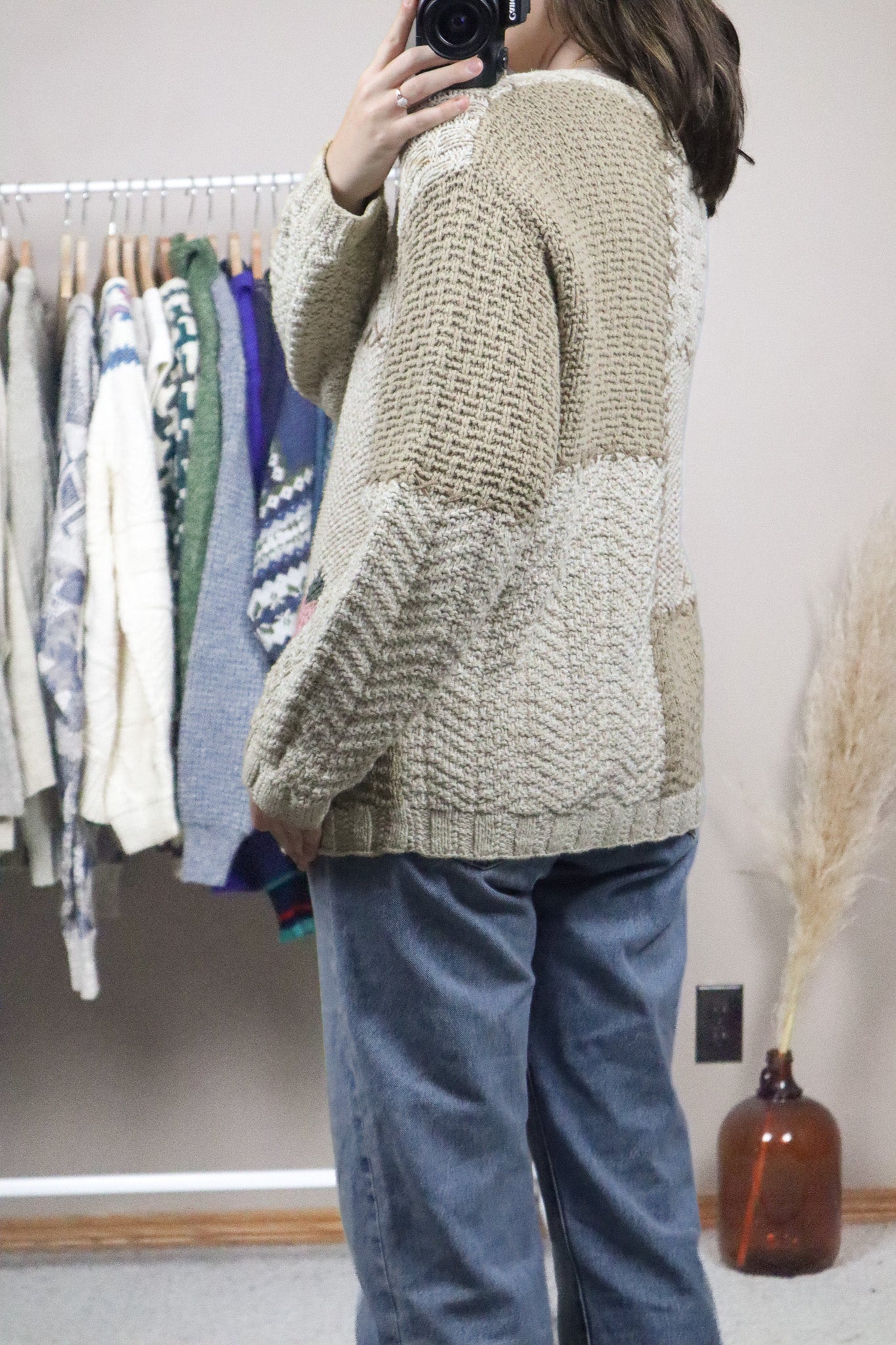 Vintage x Patchwork Rose Cardigan (L)