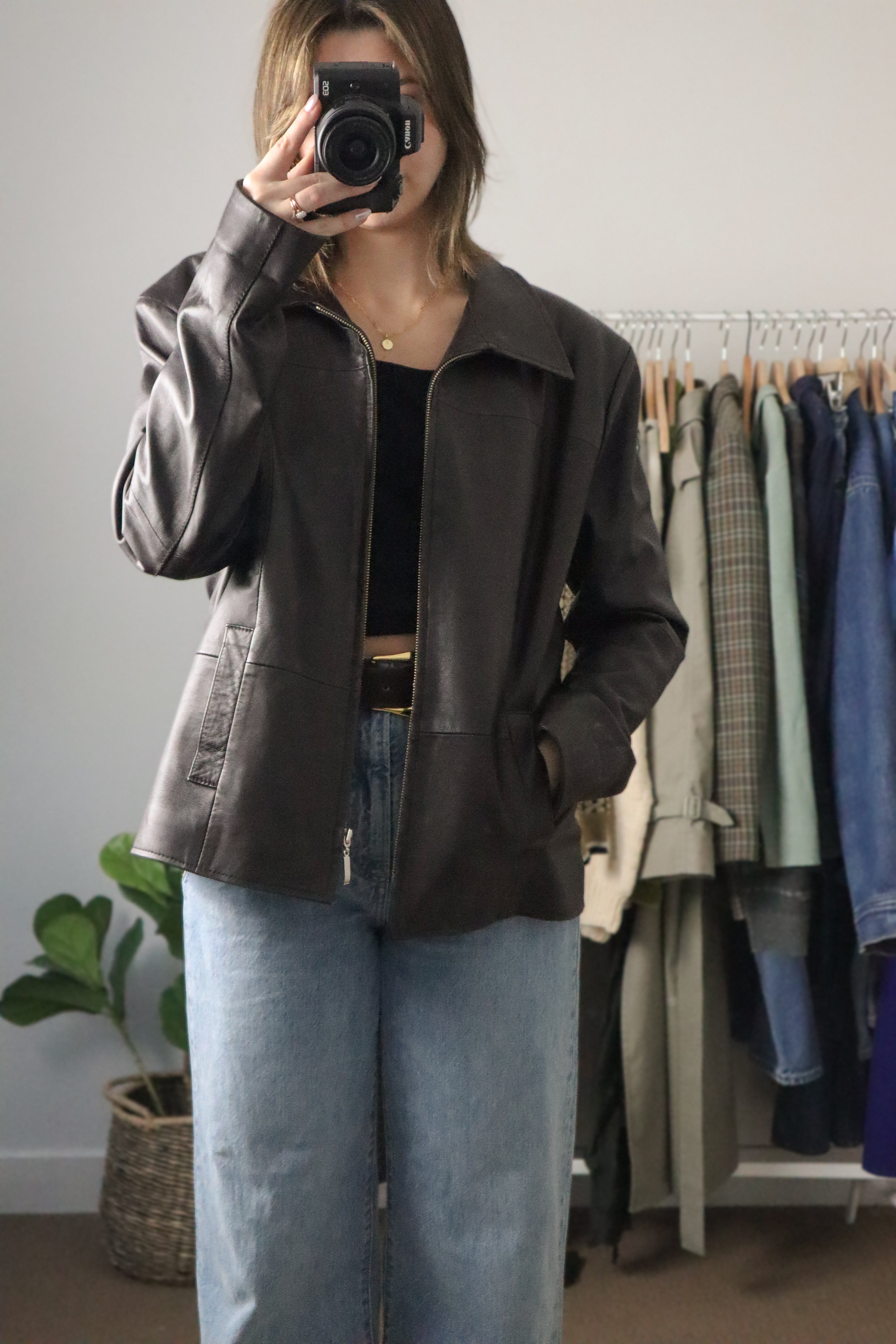 Made in Turkey x Vintage x Collared Leather Jacket (M)