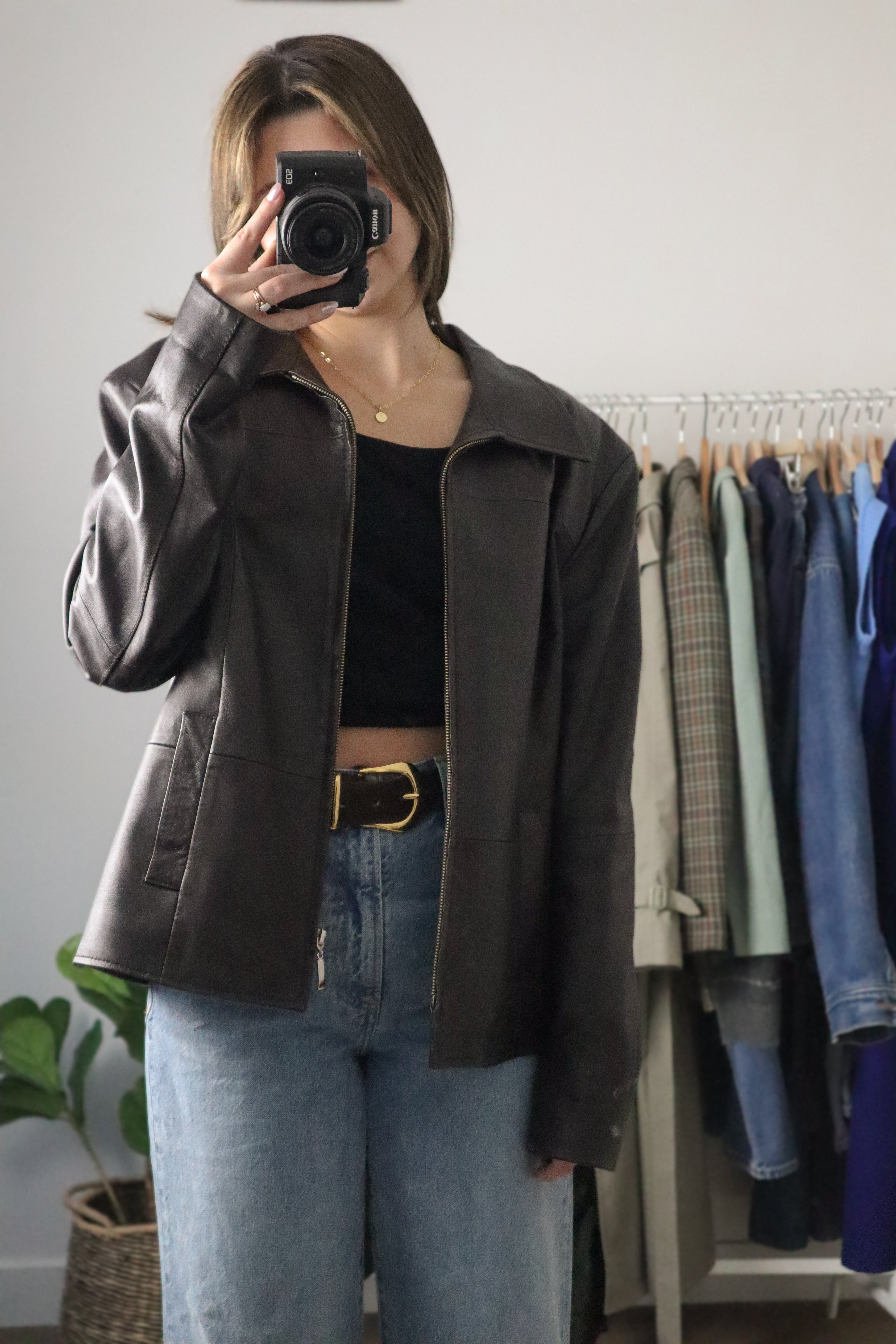 Made in Turkey x Vintage x Collared Leather Jacket (M)