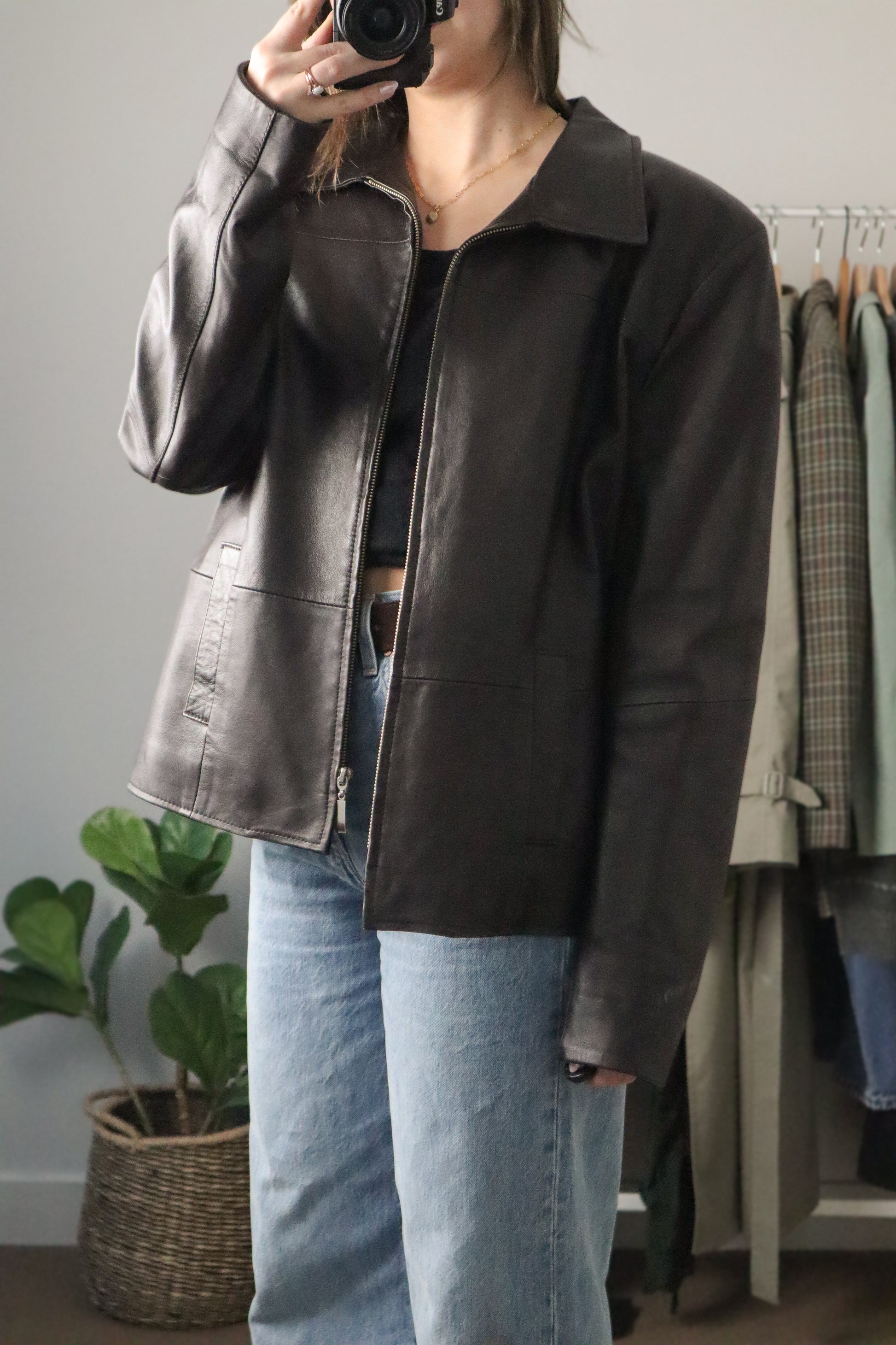 Made in Turkey x Vintage x Collared Leather Jacket (M)