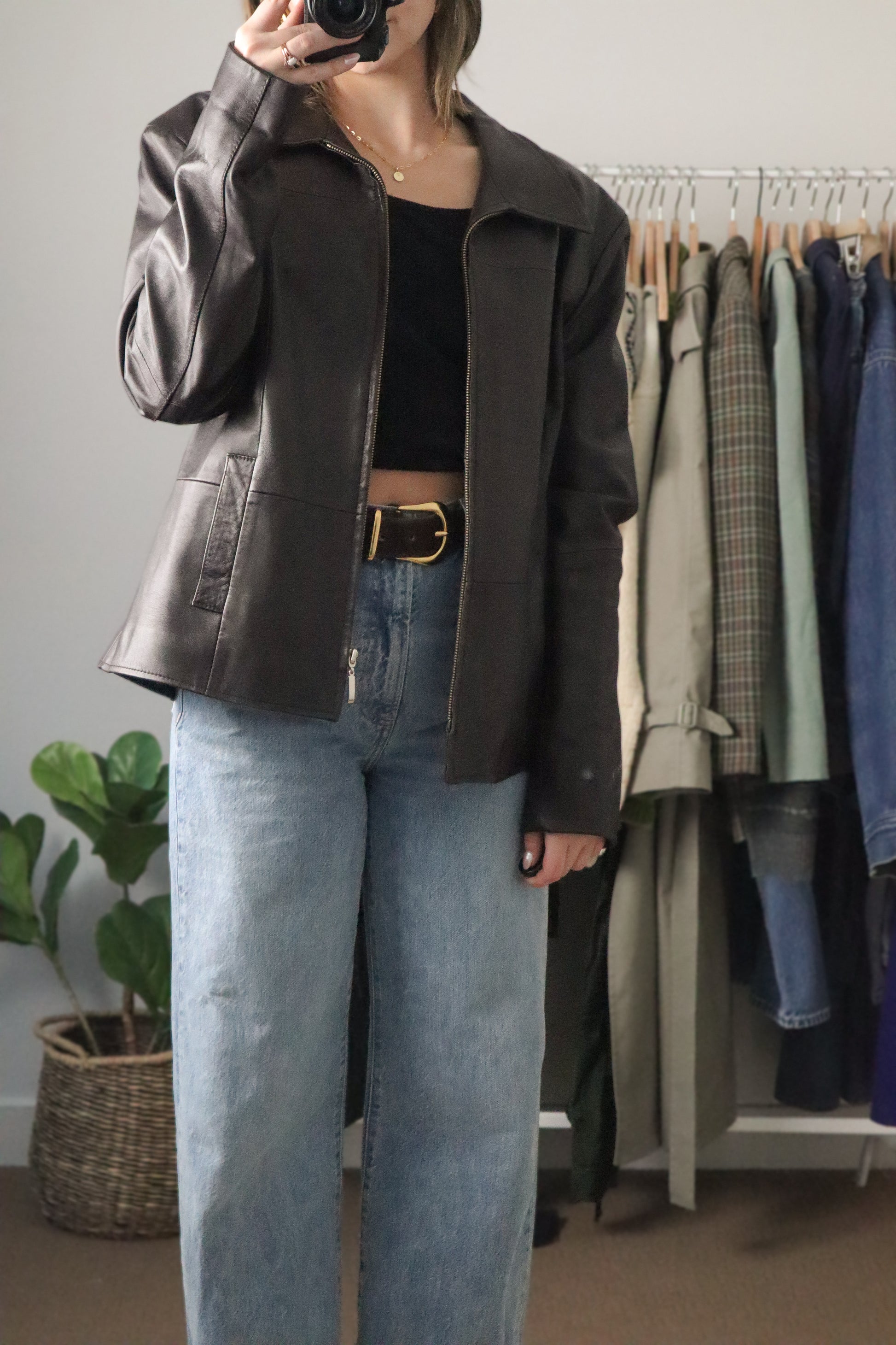 Made in Turkey x Vintage x Collared Leather Jacket (M)