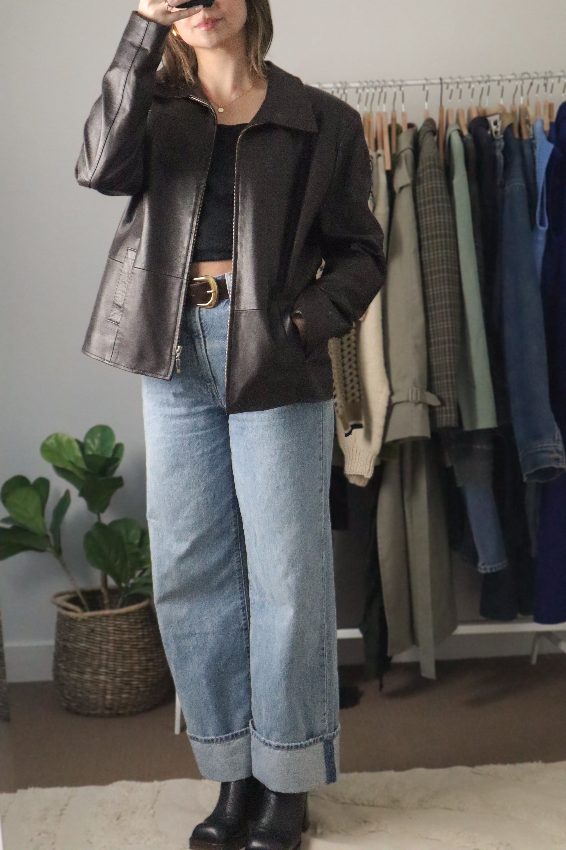 Made in Turkey x Vintage x Collared Leather Jacket (M)