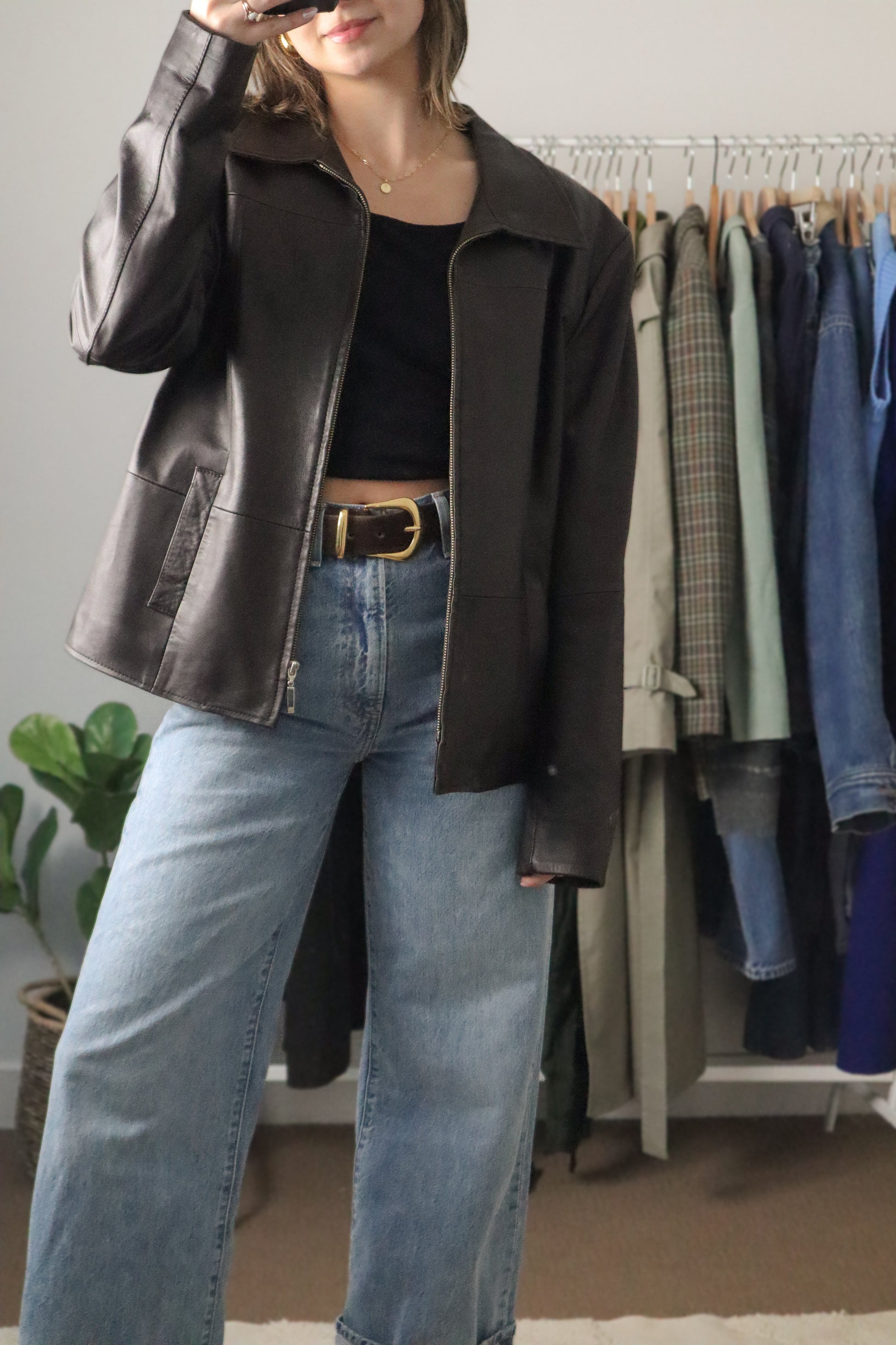 Made in Turkey x Vintage x Collared Leather Jacket (M)