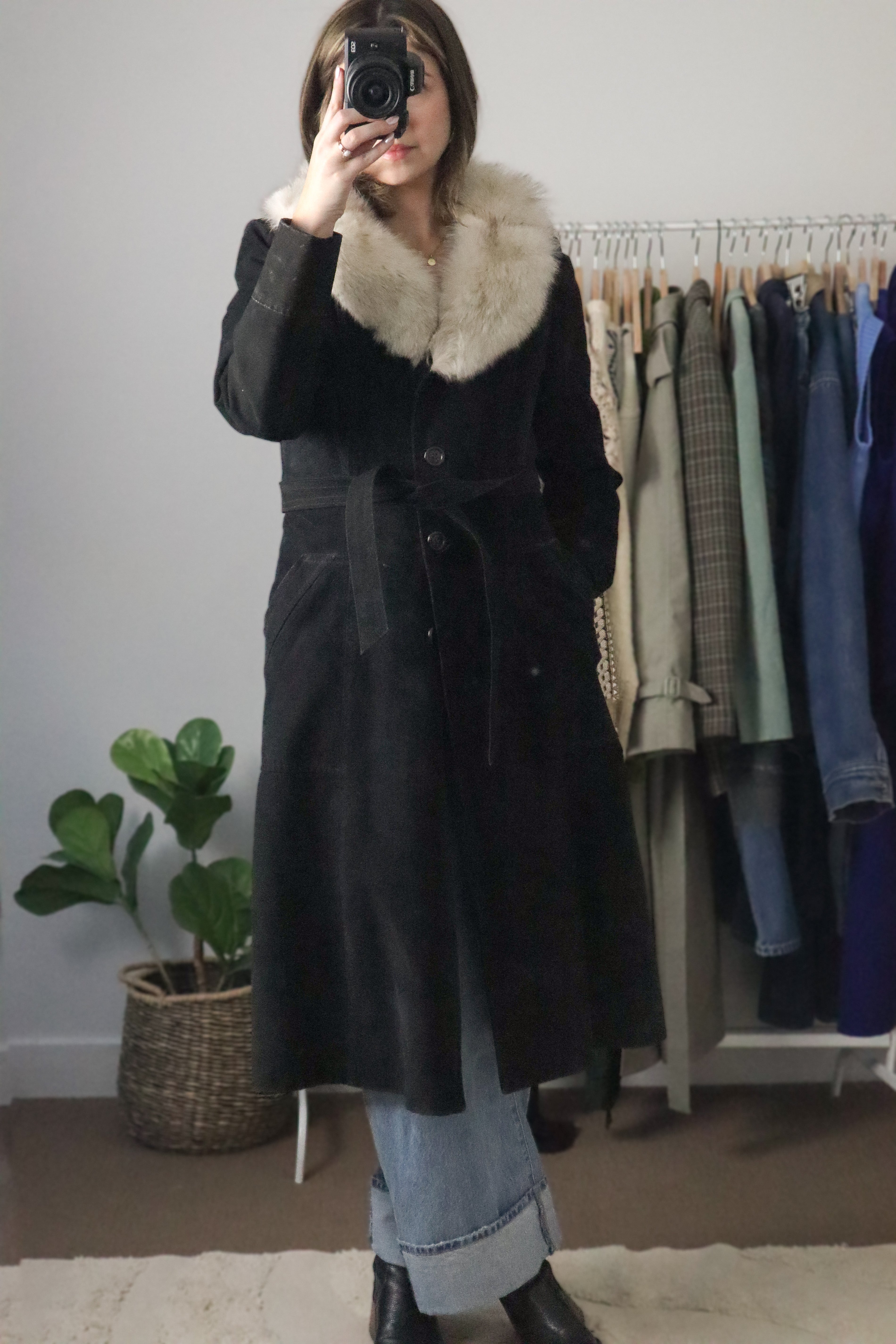 Made in Canada x Vintage 70s x Suede Fur Collared Jacket (XS/S)