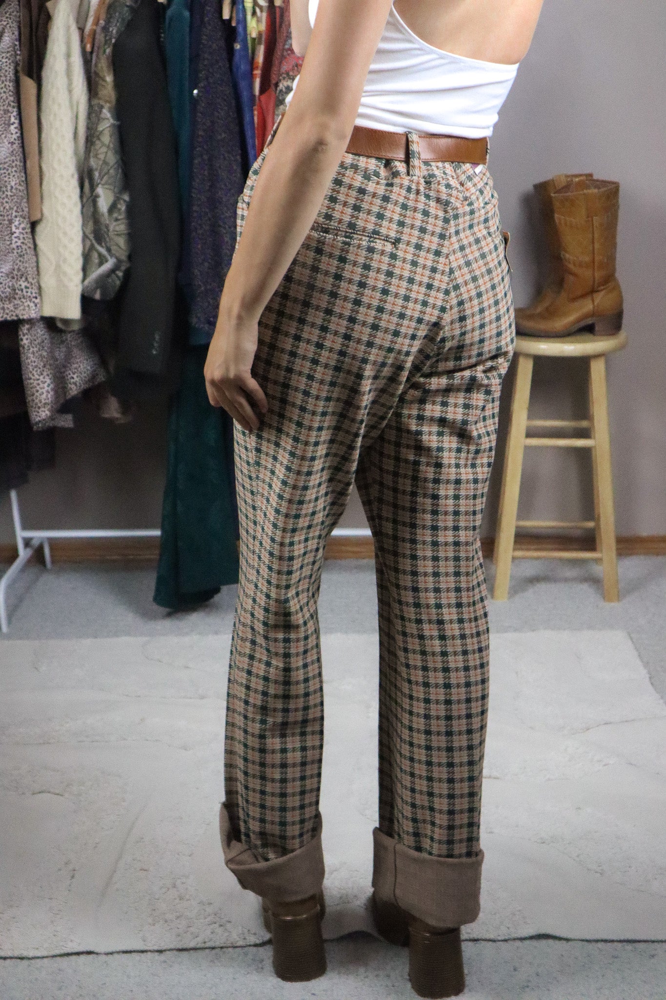 Made in Canada x Vintage x Deadstock 70s Plaid Pants (36)