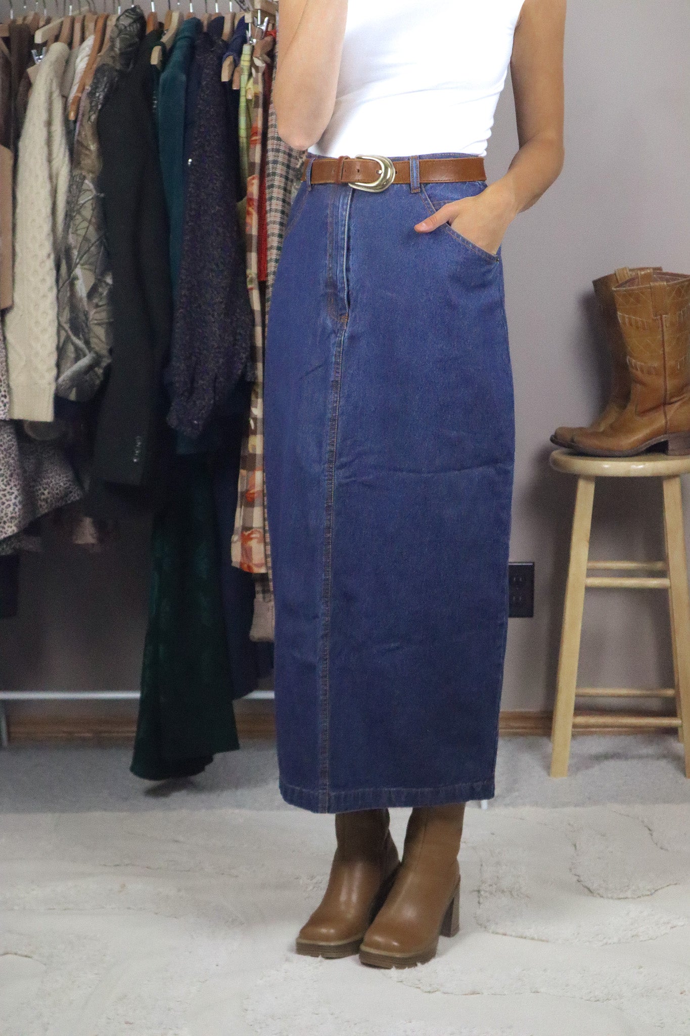 Vintage x Denim Maxi Skirt (6/8)