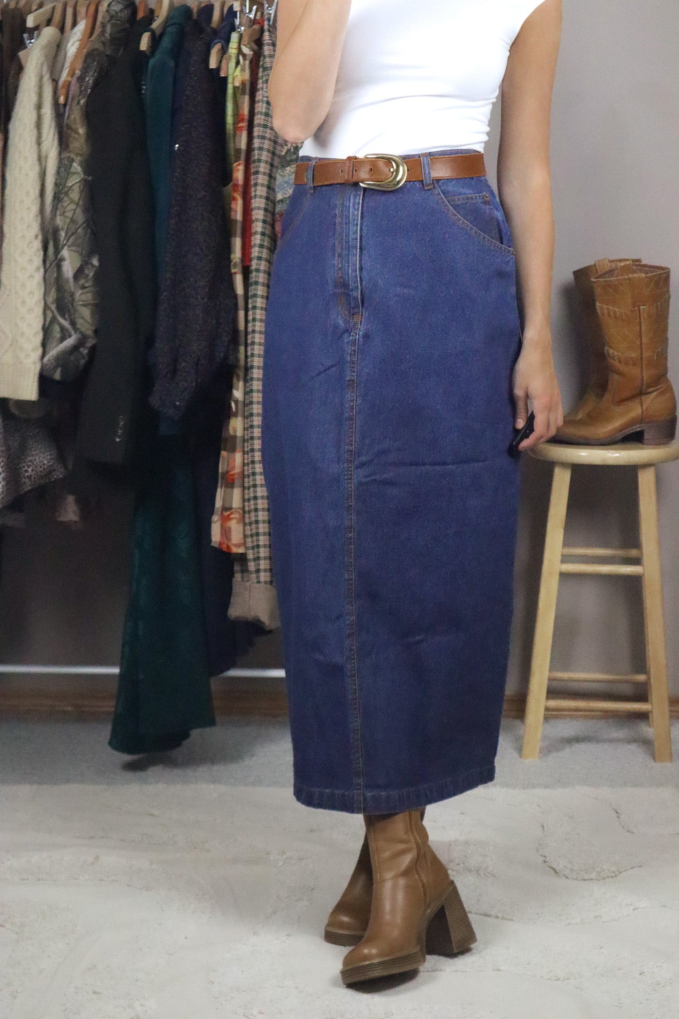 Vintage x Denim Maxi Skirt (6/8)